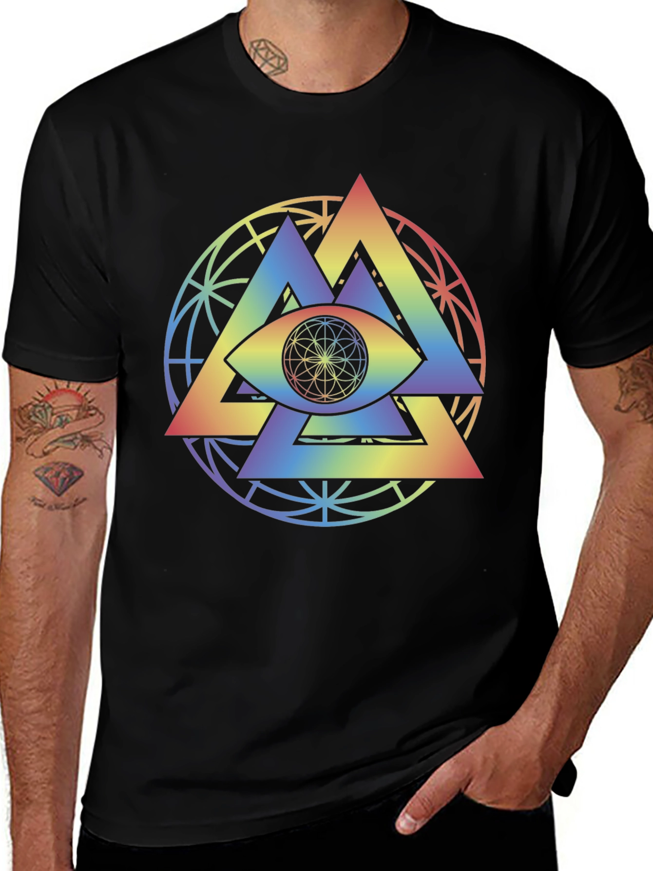 Rainbow Eye T-Shirt: Geometric Symbolism