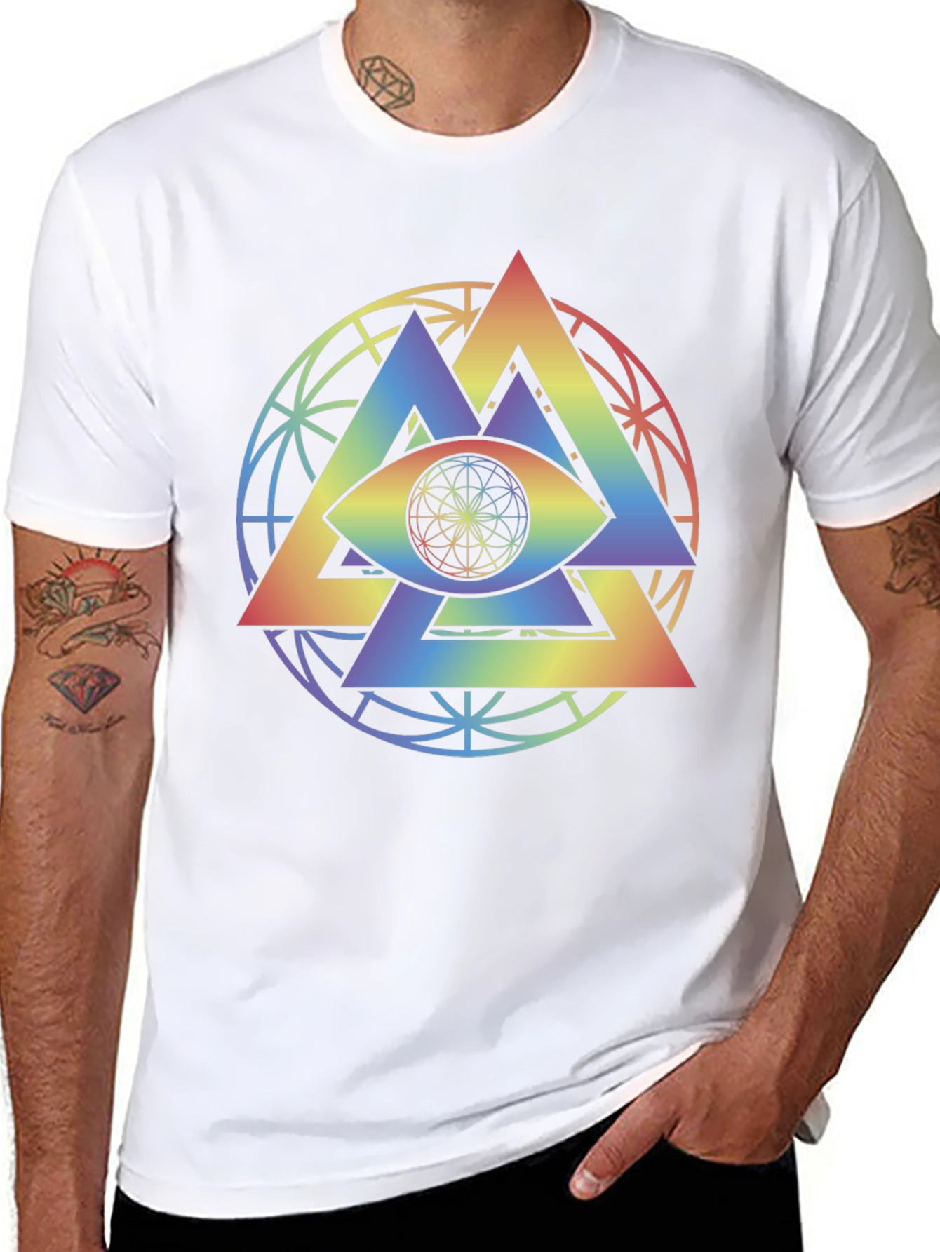 Rainbow Eye T-Shirt: Geometric Symbolism