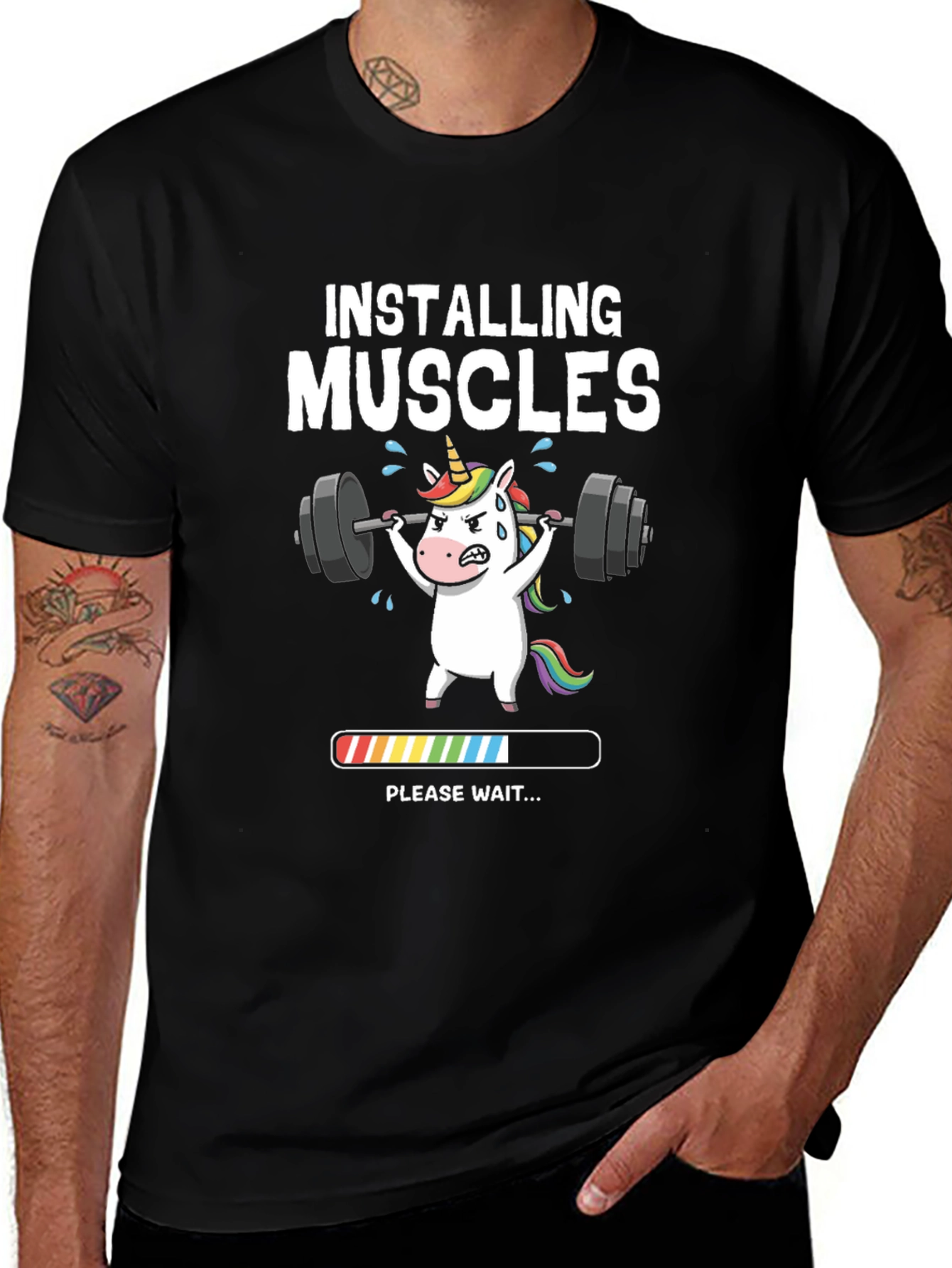 Installing Muscles Unicorn Graphic Tee