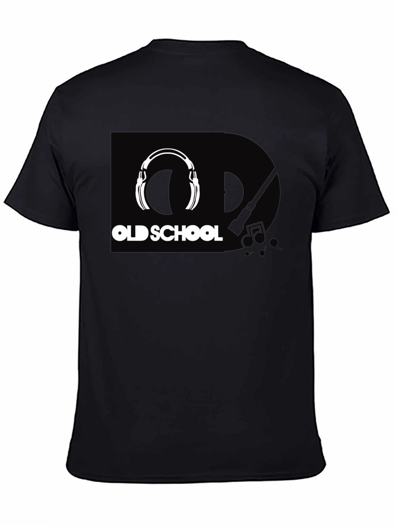 Old School Headphones Graphic Tee - Black Cotton T-Shirt