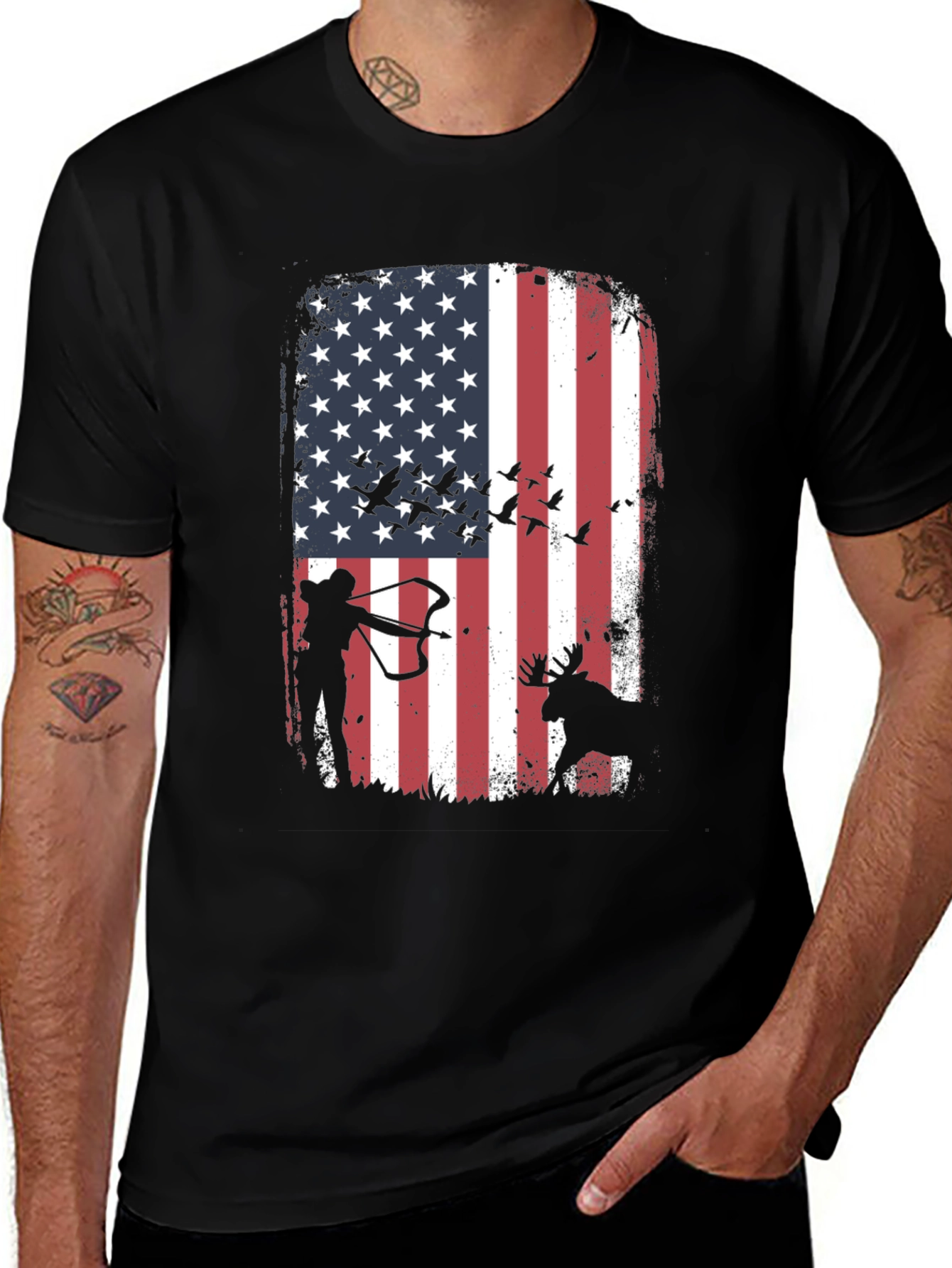 American Flag Hunting T-Shirt