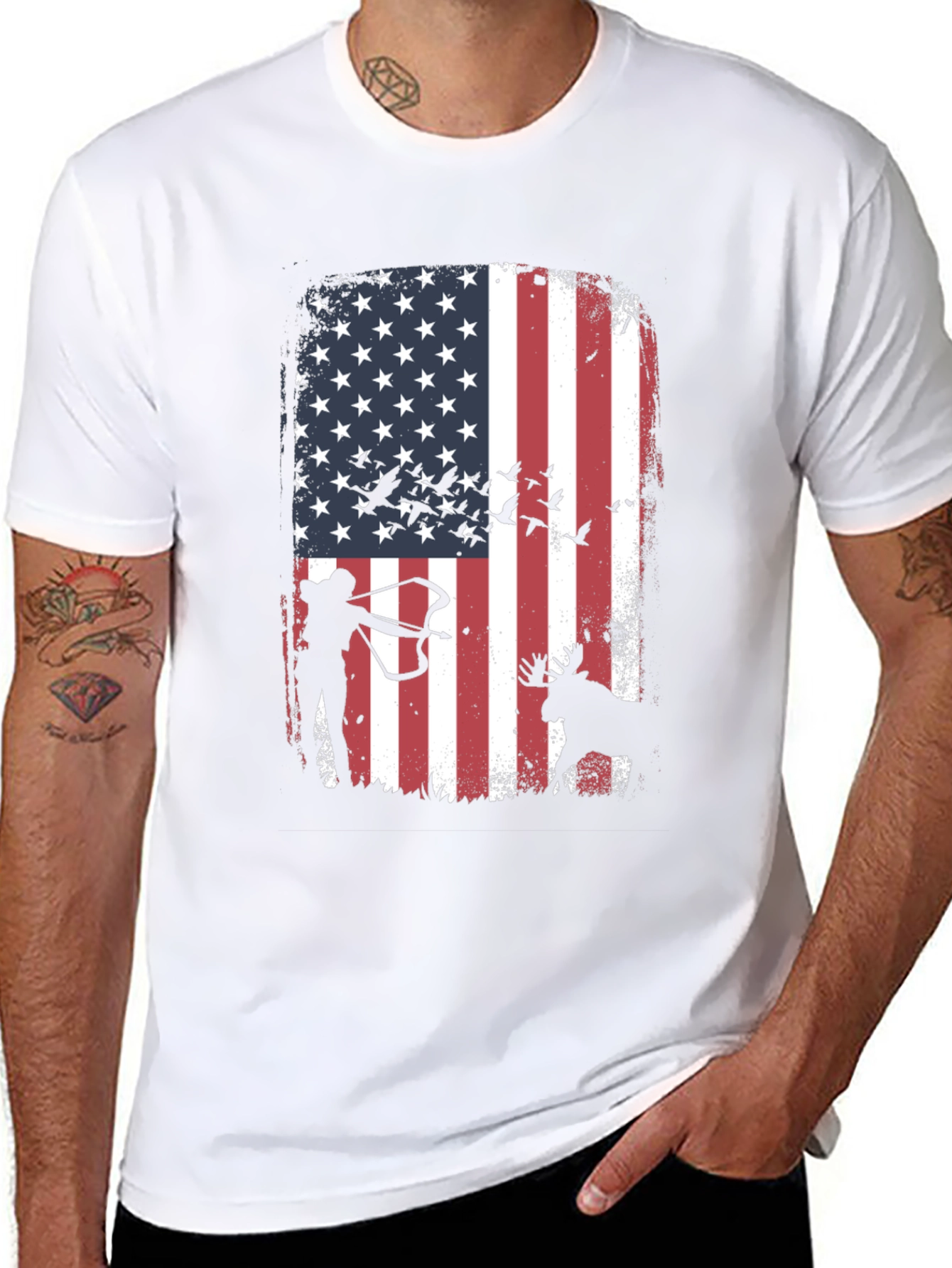 American Flag Hunting T-Shirt
