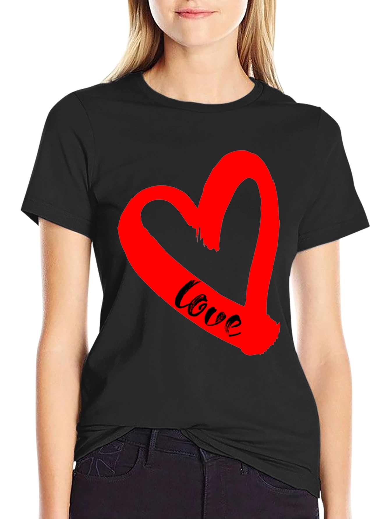 Love Heart Graphic Tee - Black