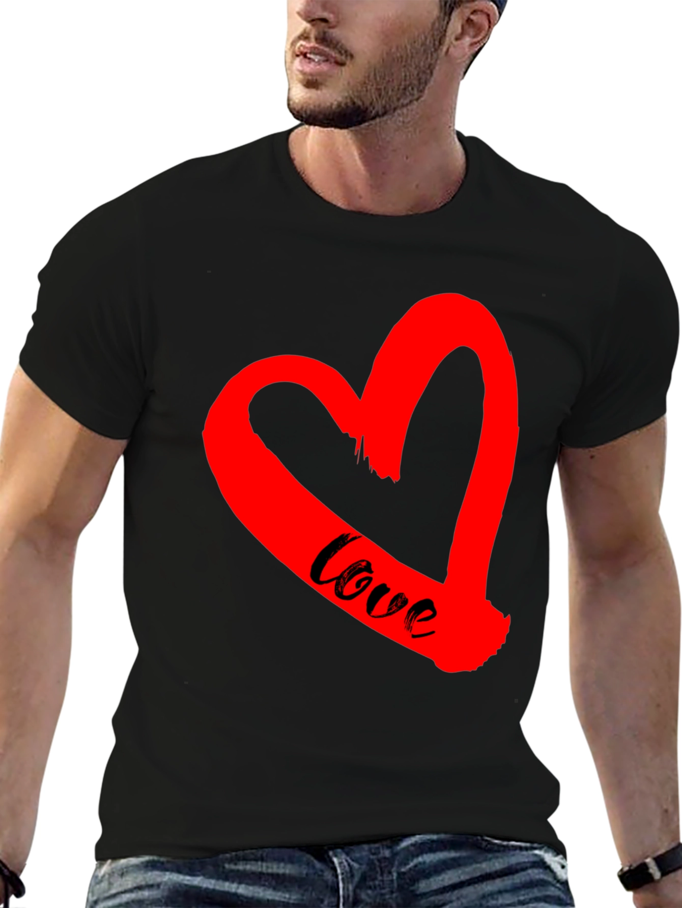 Love Heart Graphic Tee - Black