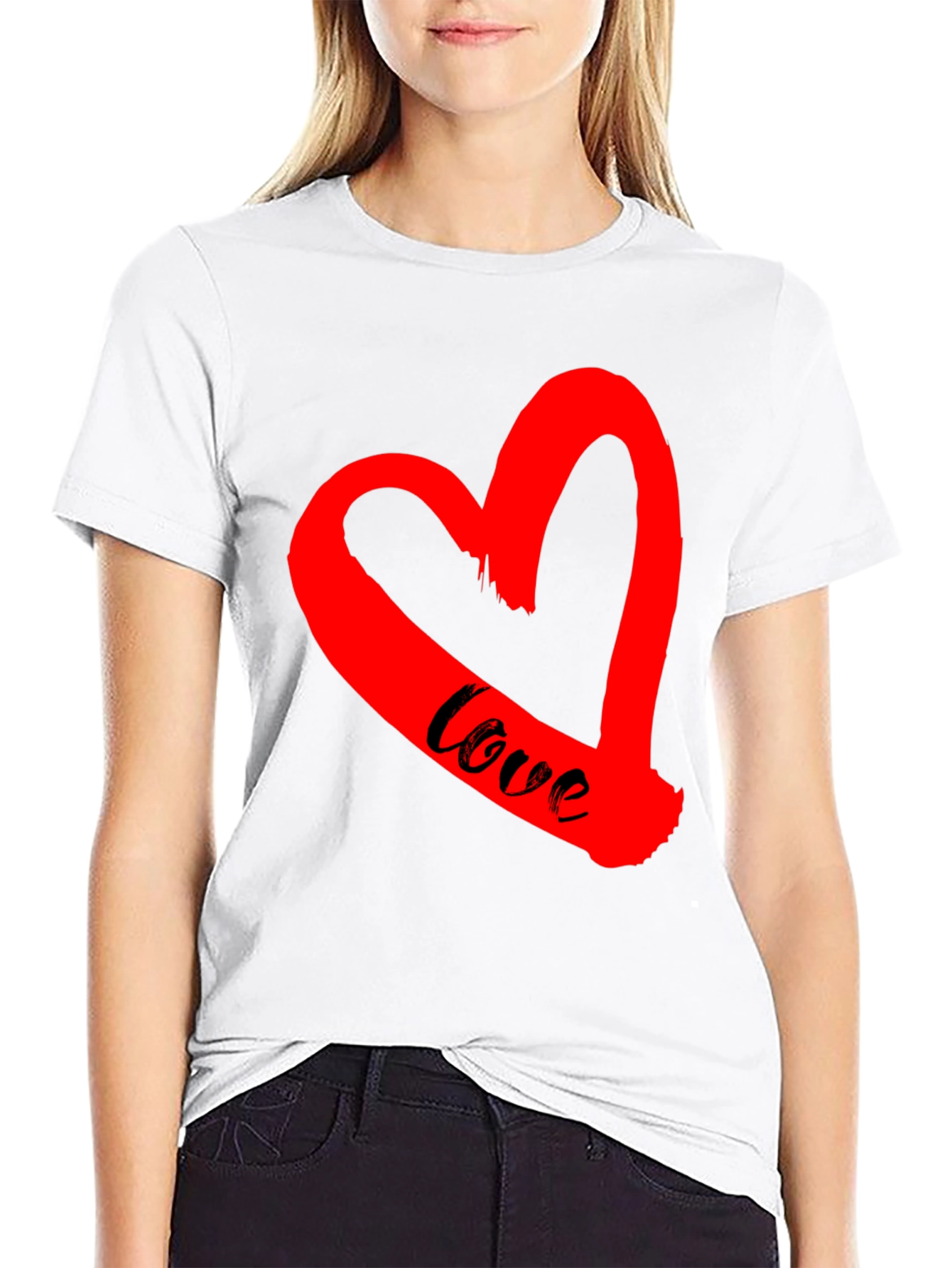 Love Heart Graphic Tee - Black