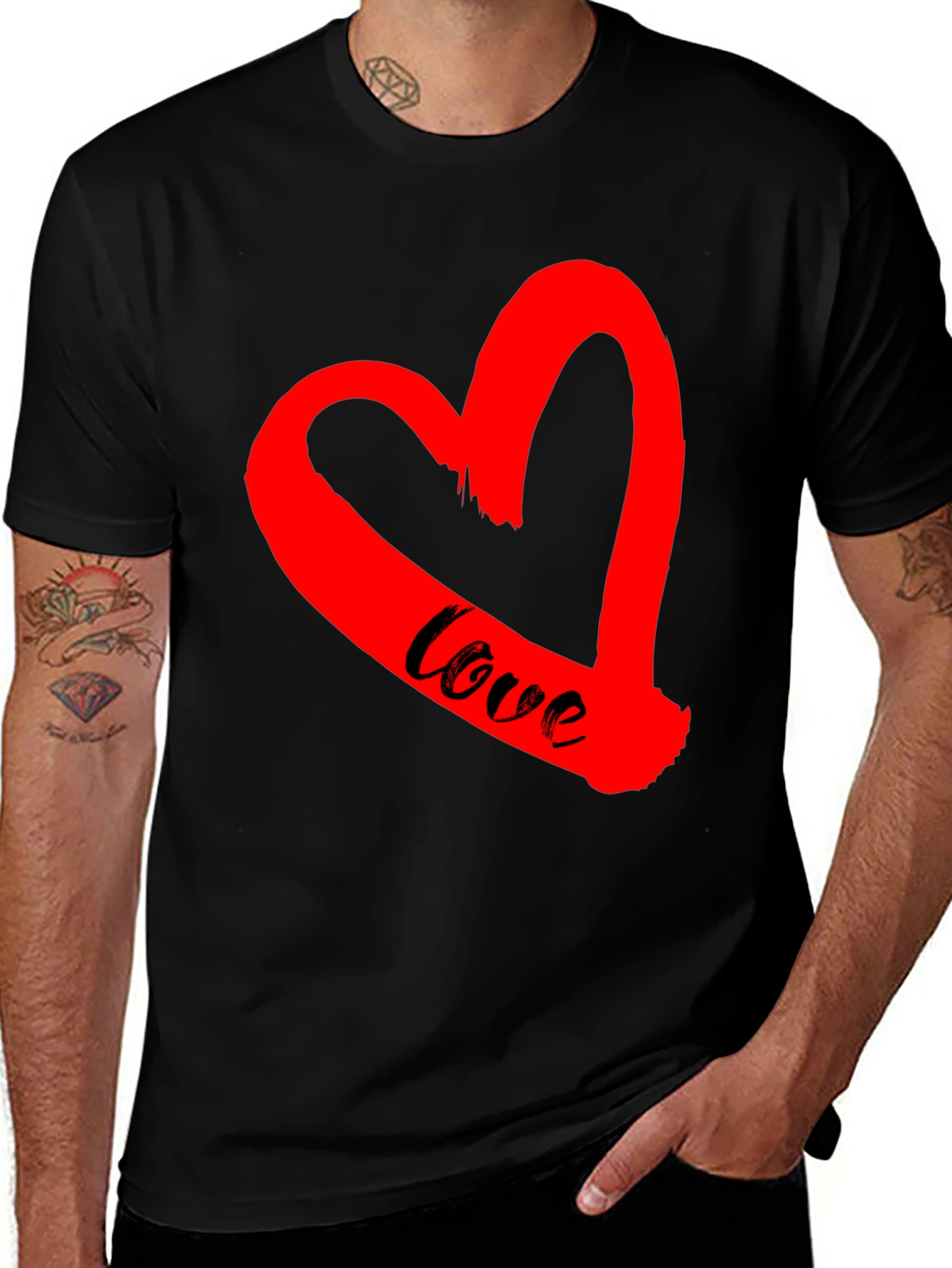 Love Heart Graphic Tee - Black