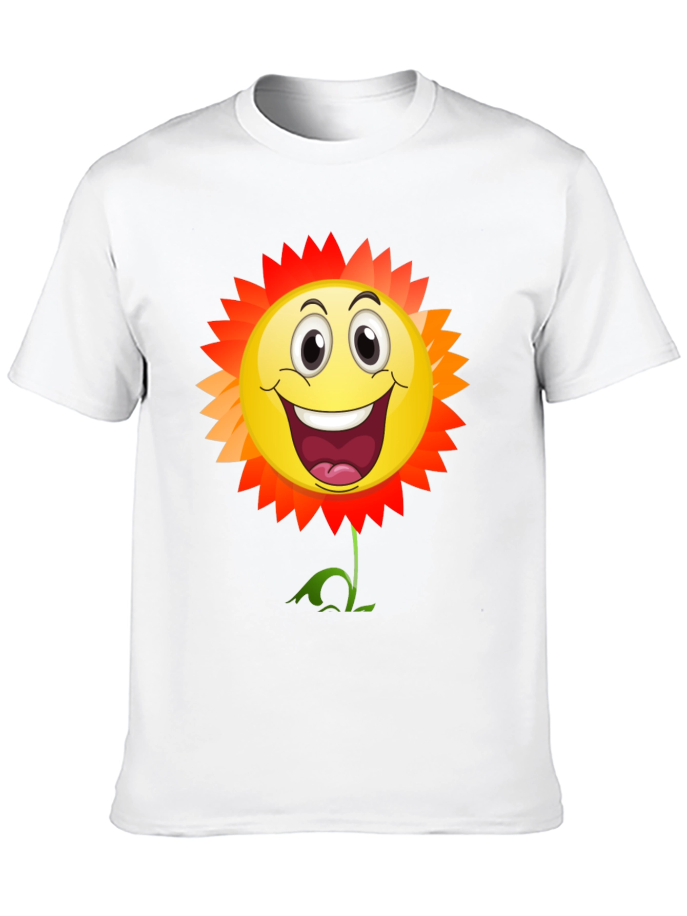 Smiley Flower Graphic T-Shirt - Black Cotton Tee