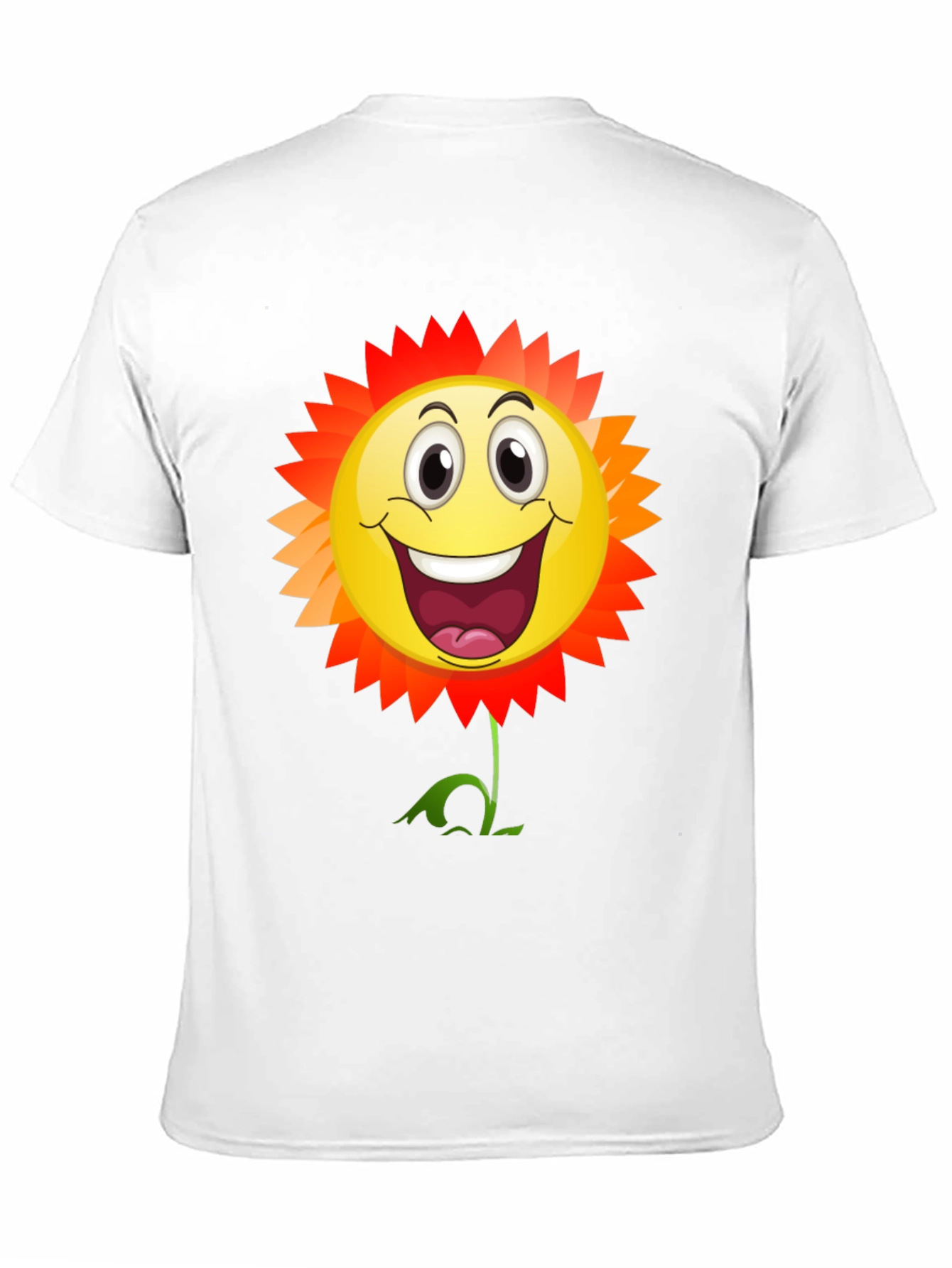 Smiley Flower Graphic T-Shirt - Black Cotton Tee
