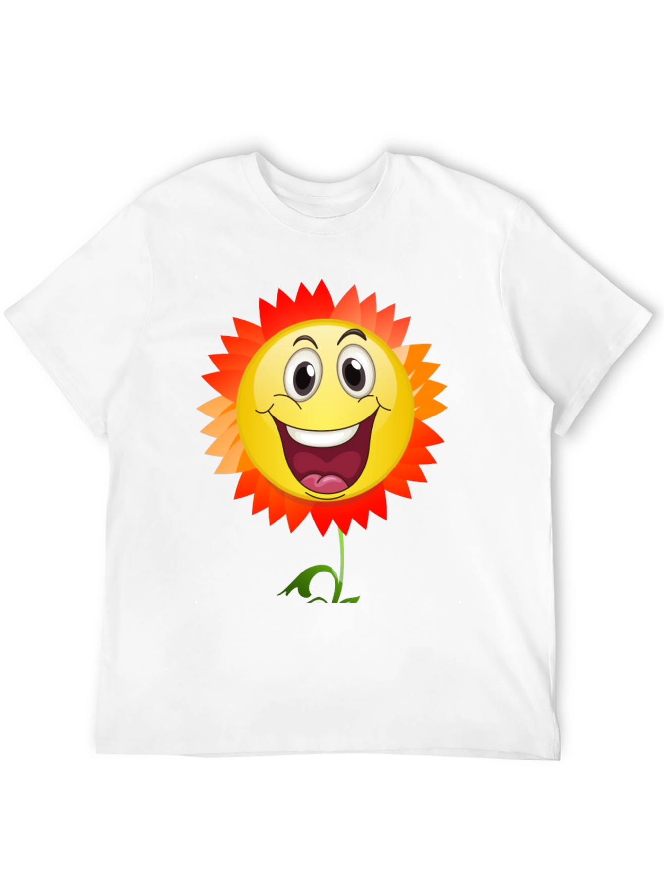 Smiley Flower Graphic T-Shirt - Black Cotton Tee