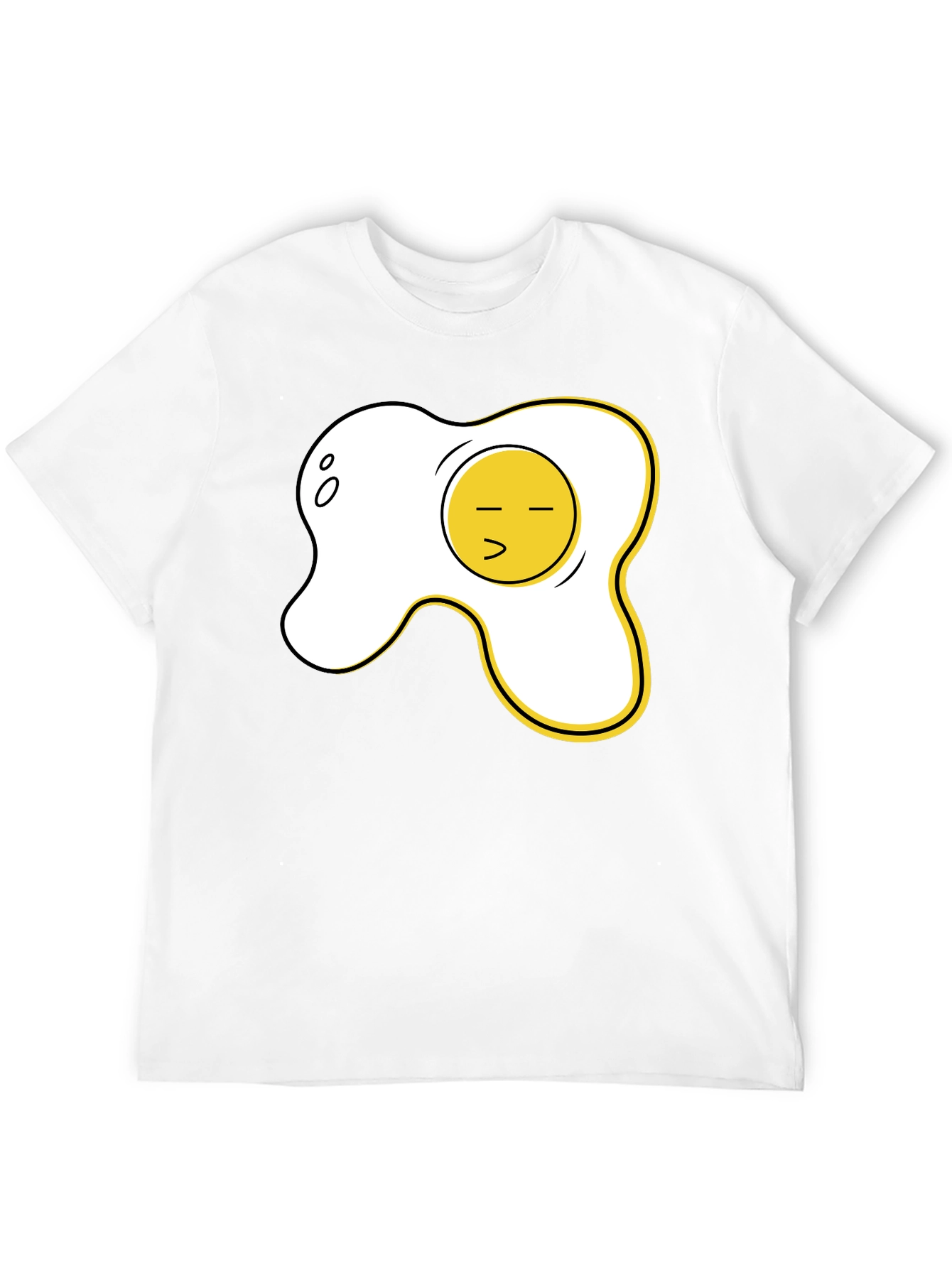 Funny Fried Egg Graphic Tee - Casual Black T-Shirt