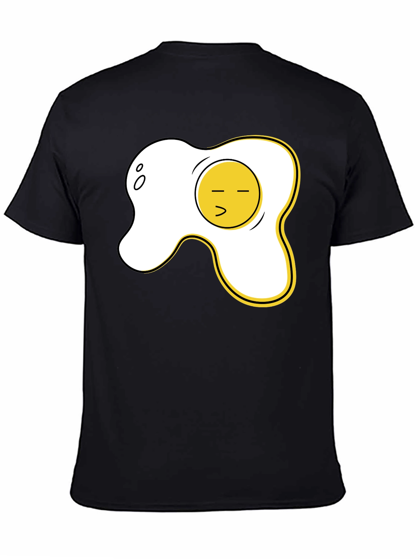 Funny Fried Egg Graphic Tee - Casual Black T-Shirt