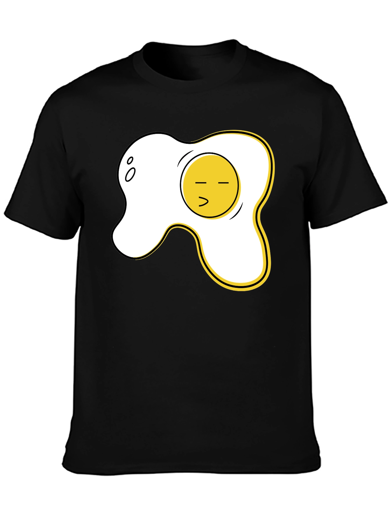 Funny Fried Egg Graphic Tee - Casual Black T-Shirt
