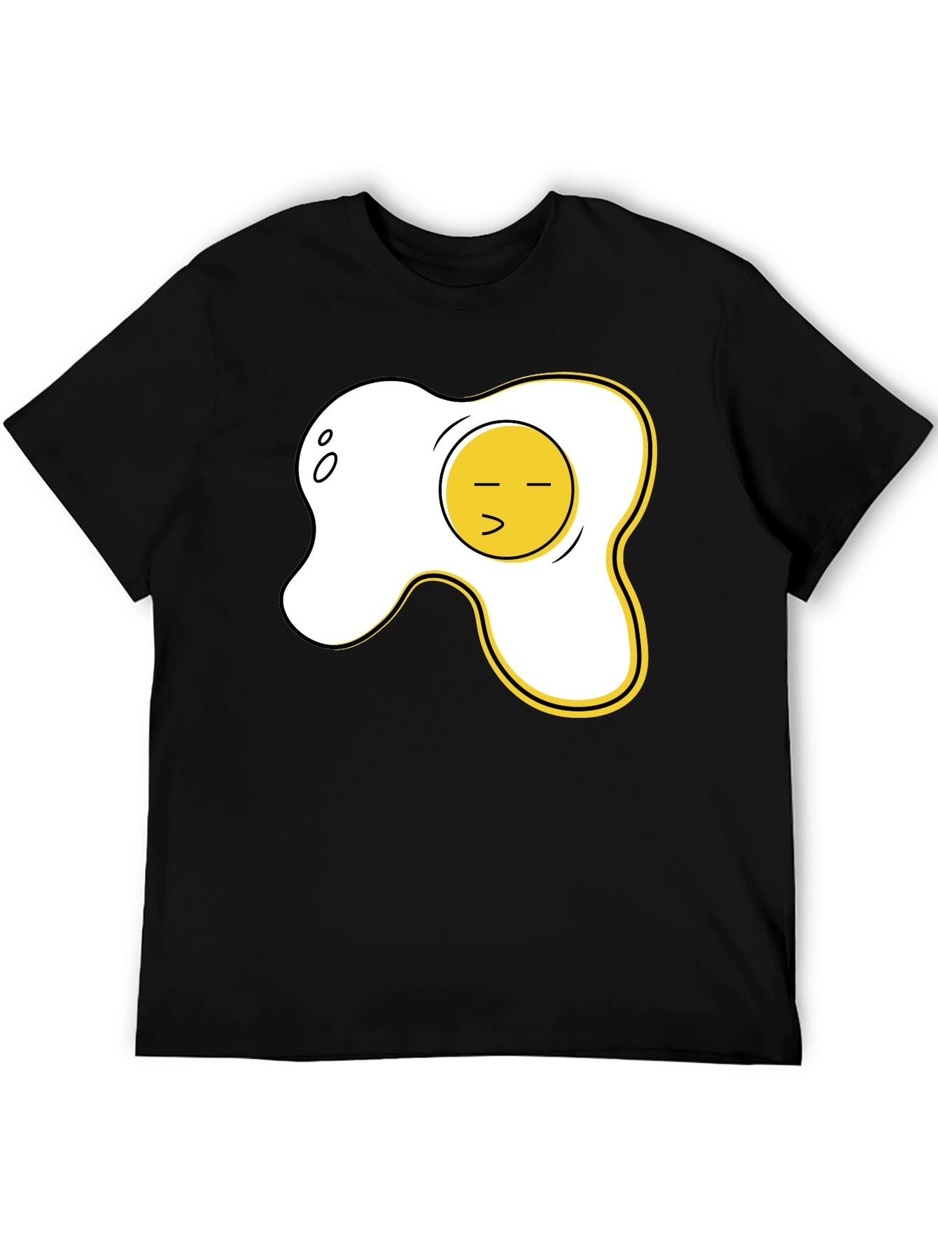 Funny Fried Egg Graphic Tee - Casual Black T-Shirt