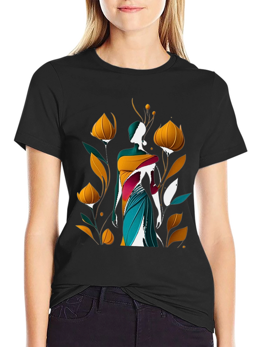 Floral Silhouette Graphic Tee - Stylish Mens Cotton T-Shirt