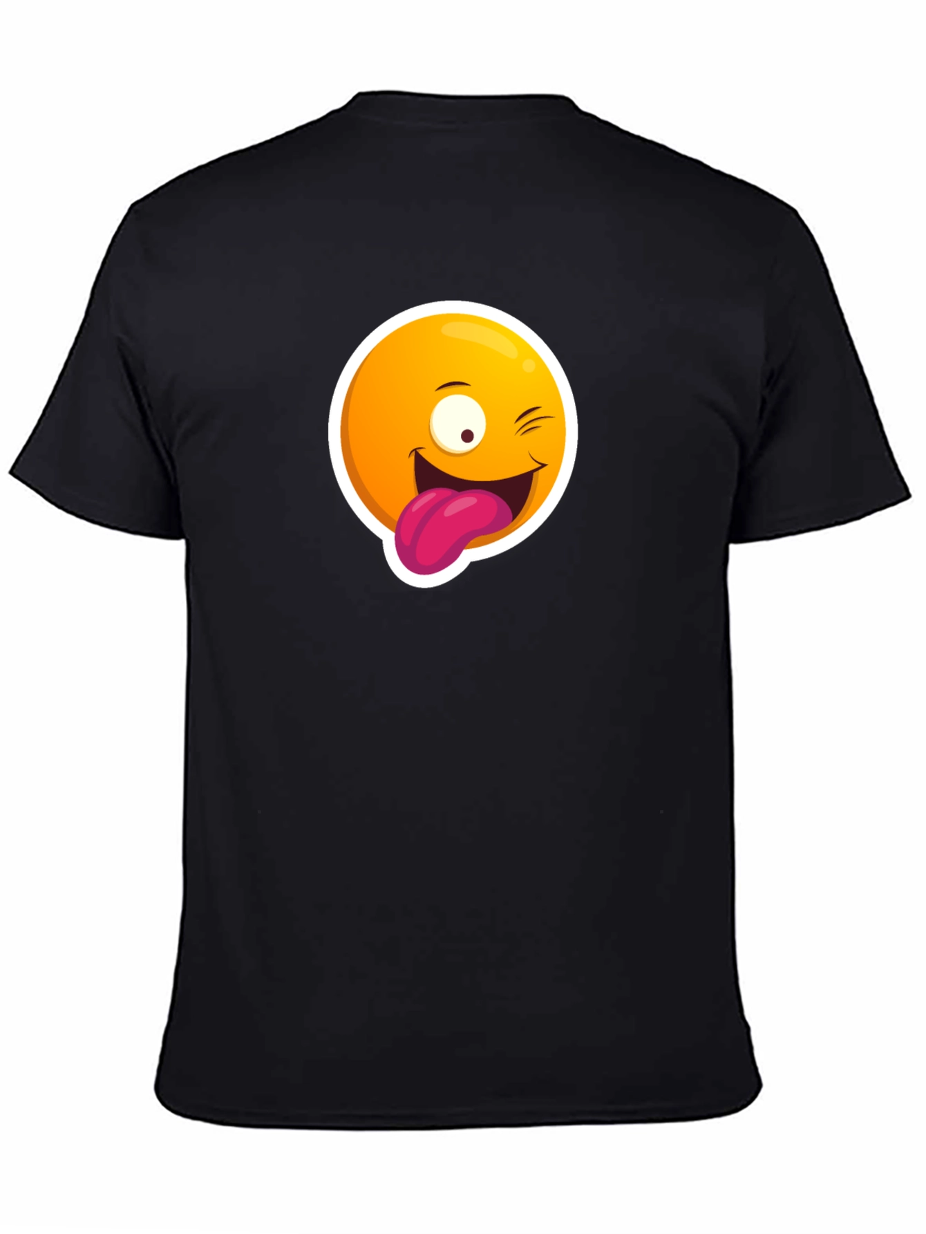 Winking Emoji Graphic Black T-Shirt