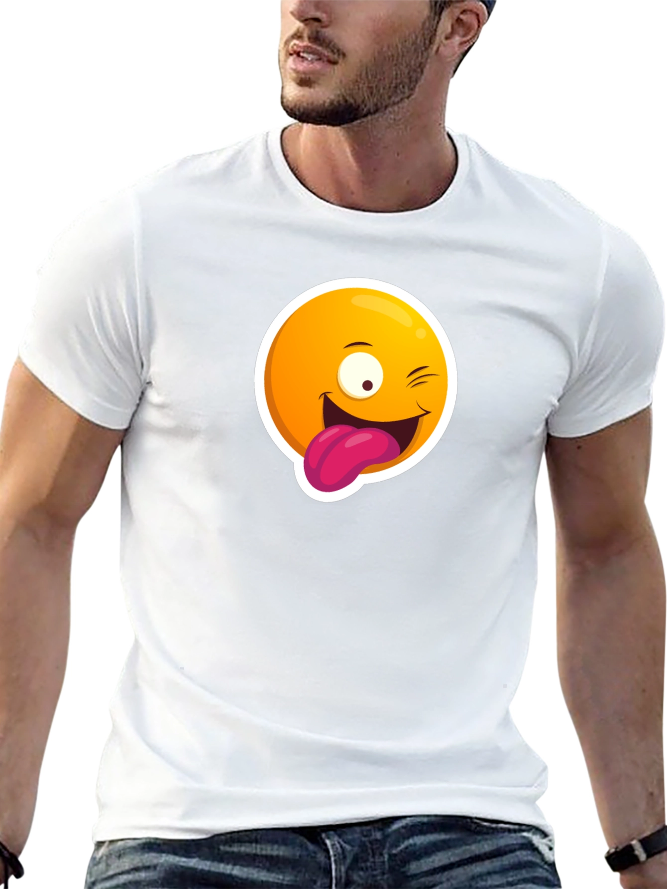 Winking Emoji Graphic Black T-Shirt
