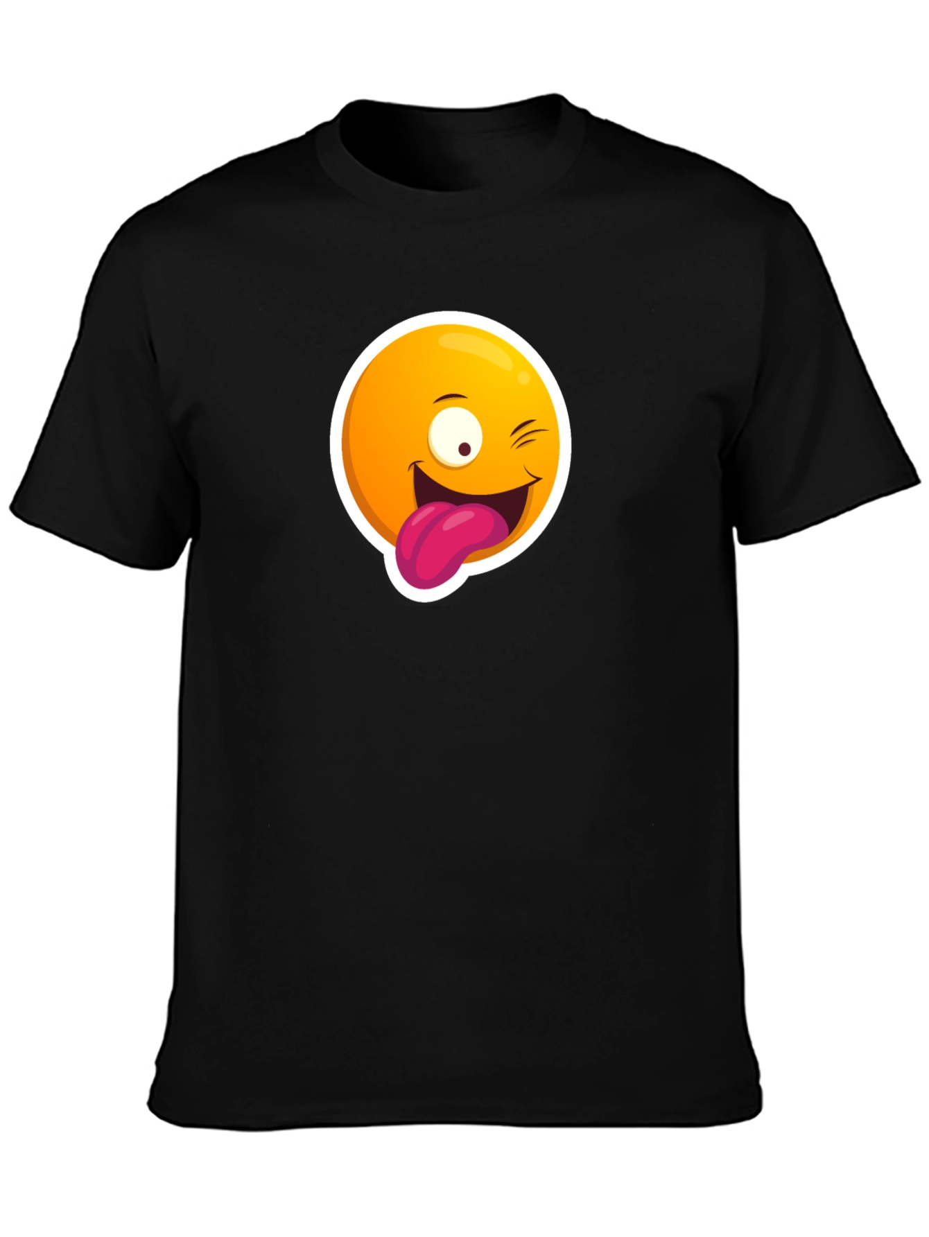Winking Emoji Graphic Black T-Shirt