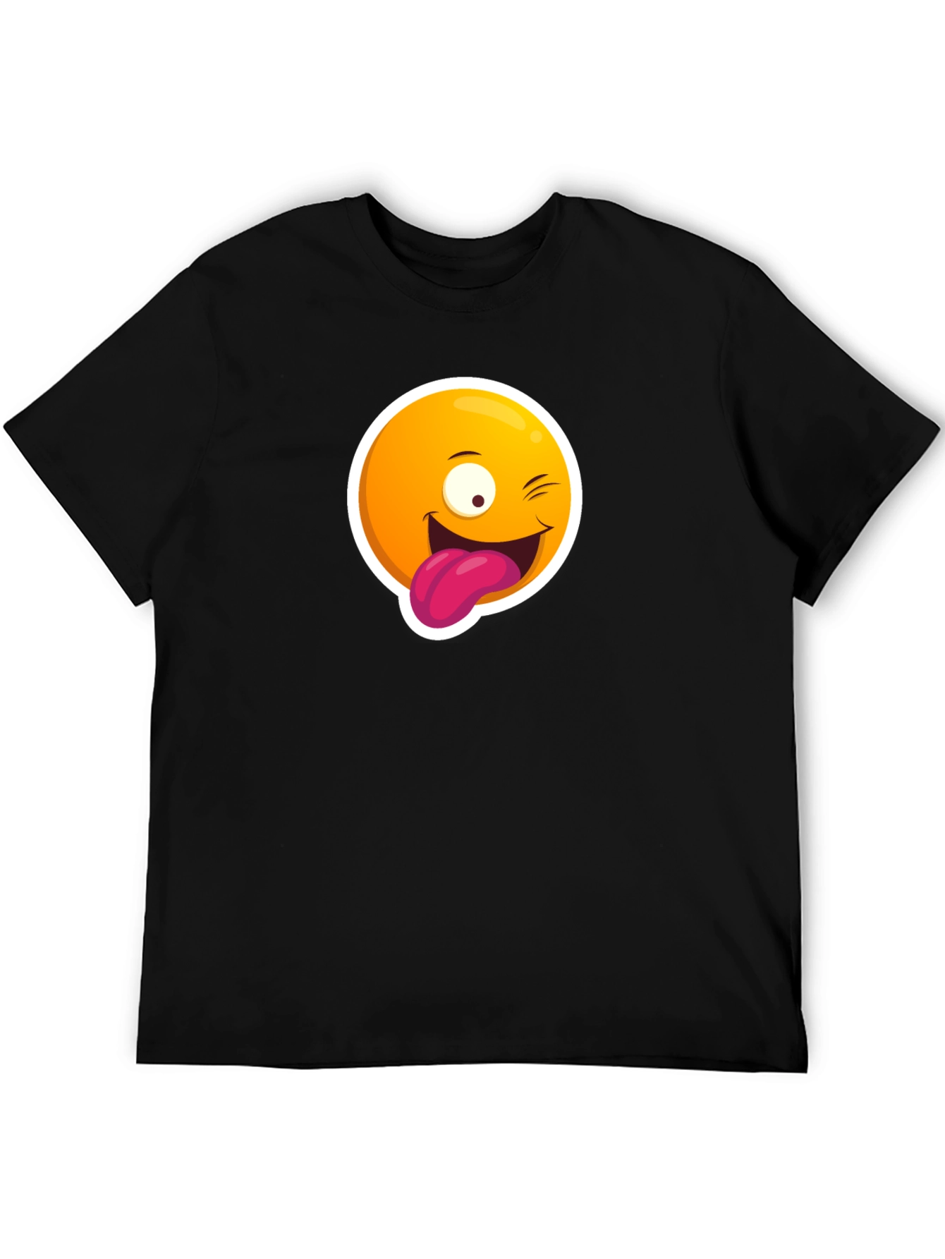 Winking Emoji Graphic Black T-Shirt