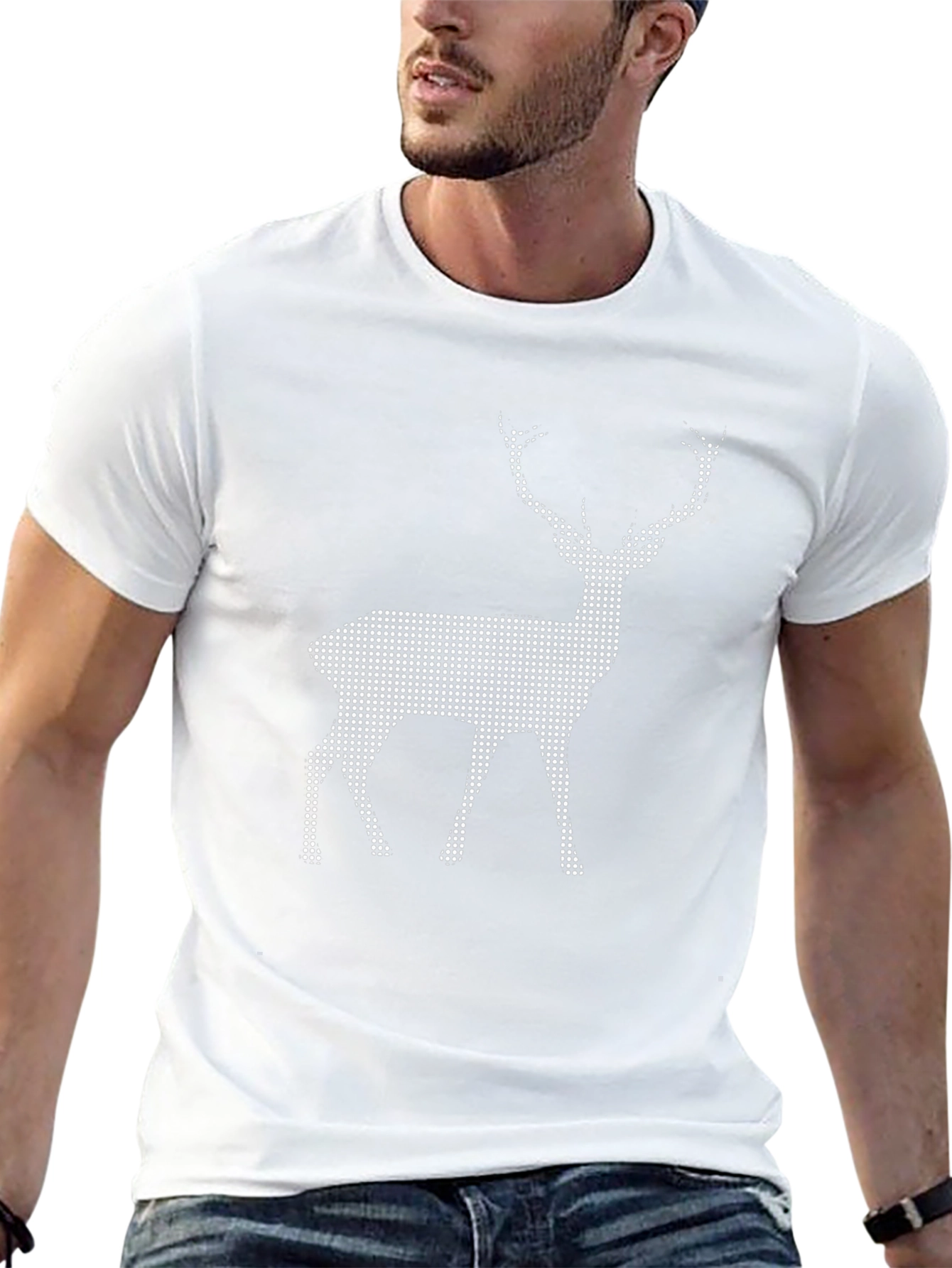 Black T-Shirt with Pixel Deer Design