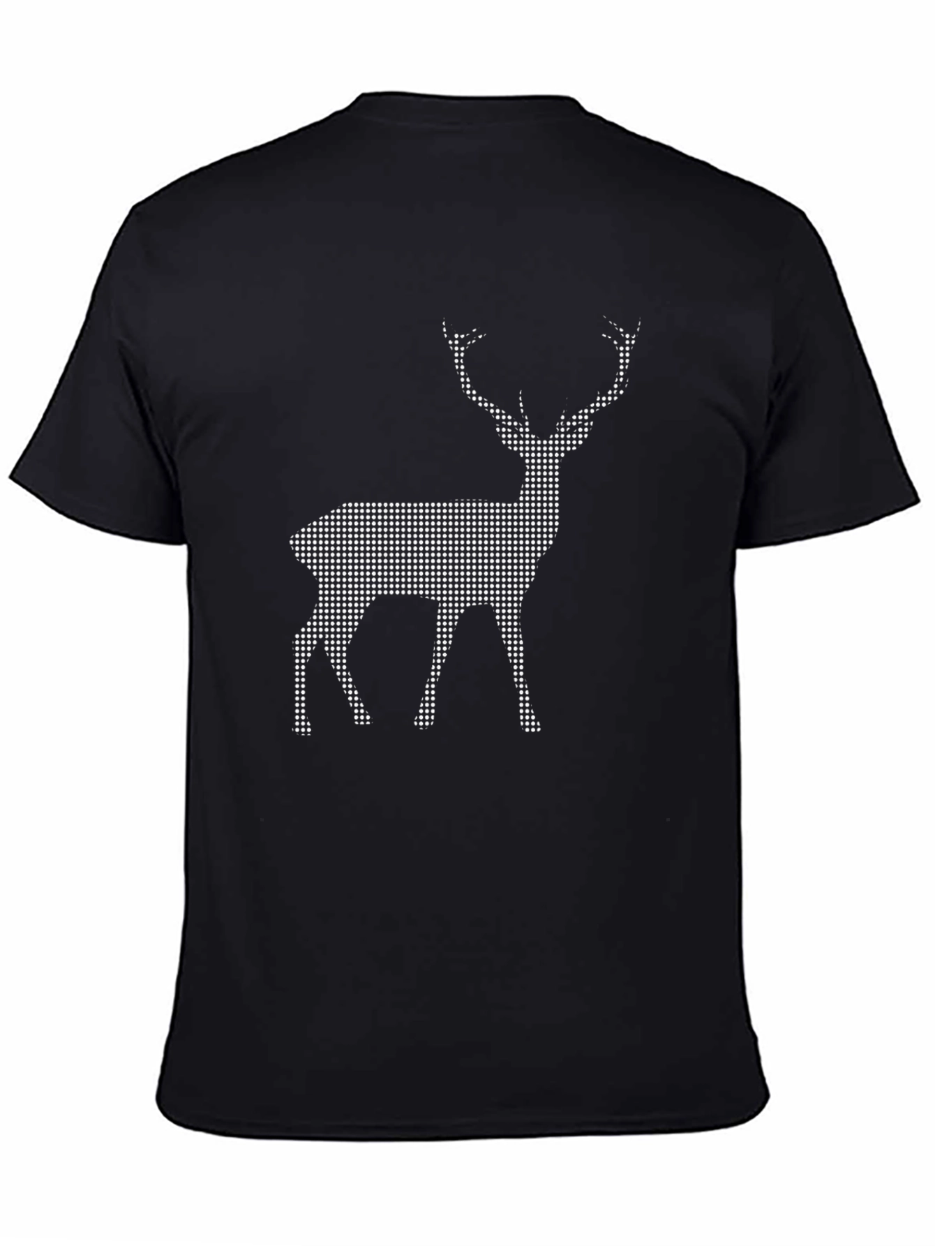 Black T-Shirt with Pixel Deer Design