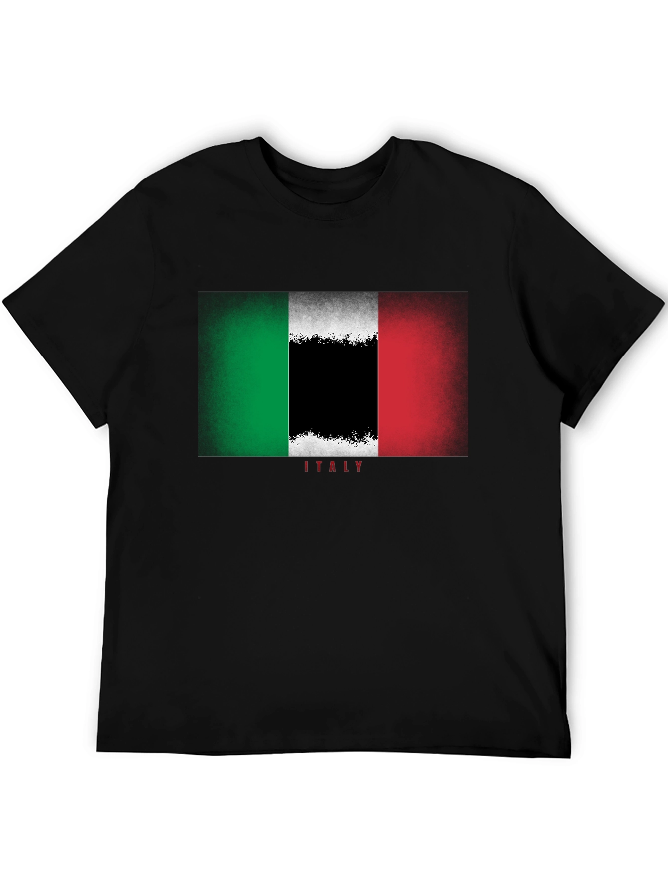 Italian Flag Graphic Tee - Black Cotton T-Shirt