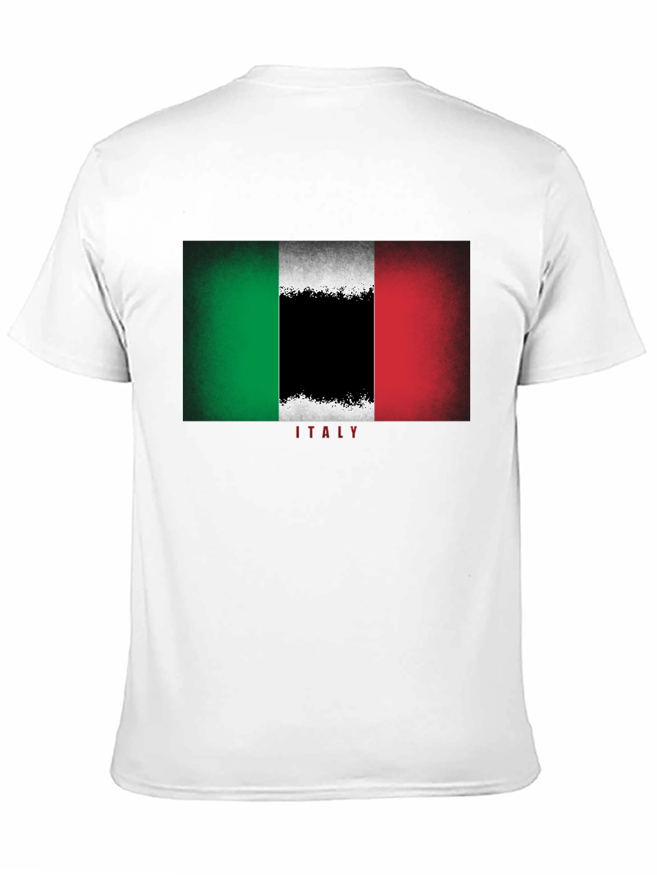 Italian Flag Graphic Tee - Black Cotton T-Shirt