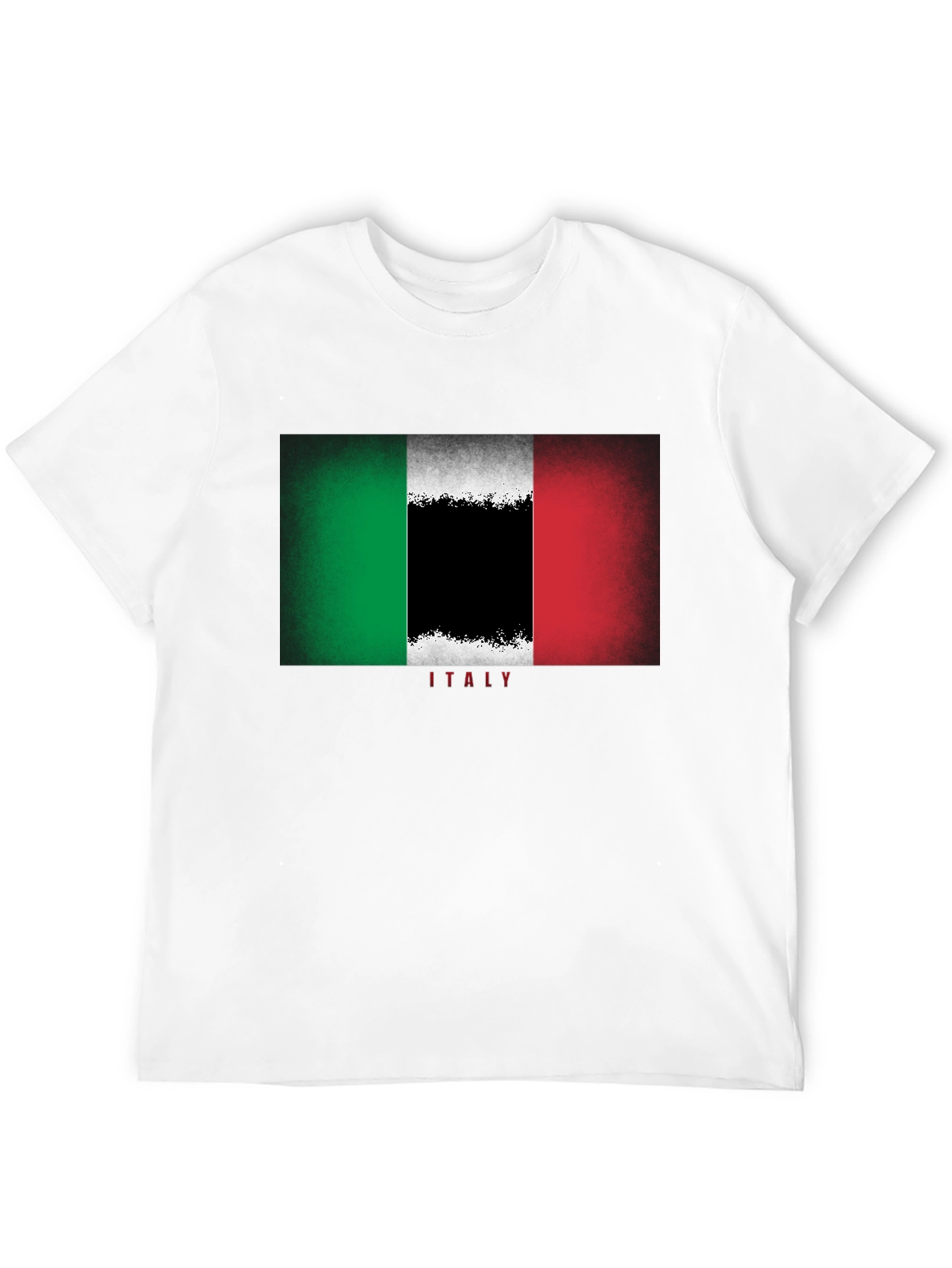 Italian Flag Graphic Tee - Black Cotton T-Shirt