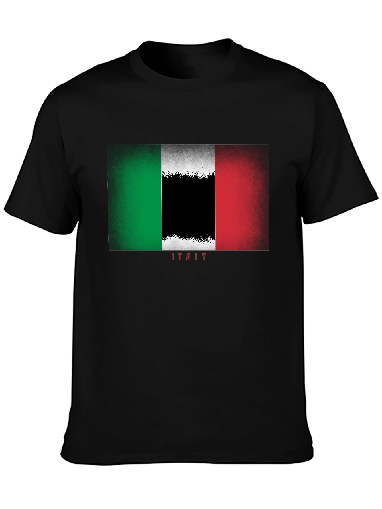 Italian Flag Graphic Tee - Black Cotton T-Shirt