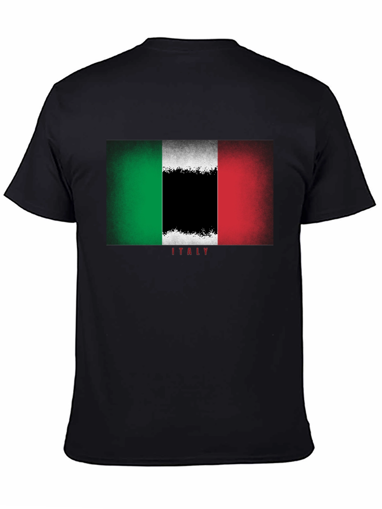 Italian Flag Graphic Tee - Black Cotton T-Shirt