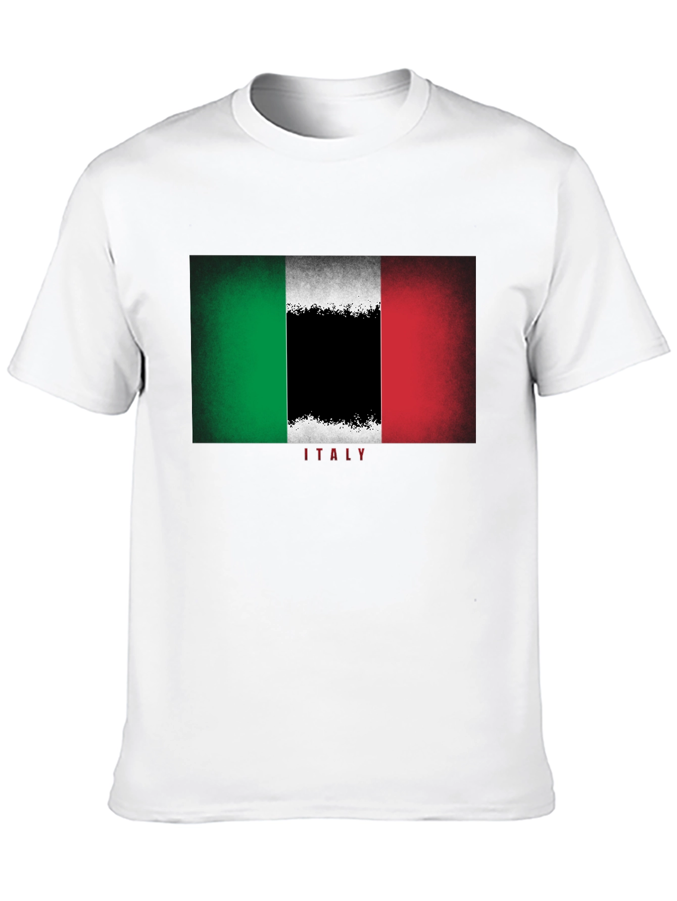 Italian Flag Graphic Tee - Black Cotton T-Shirt
