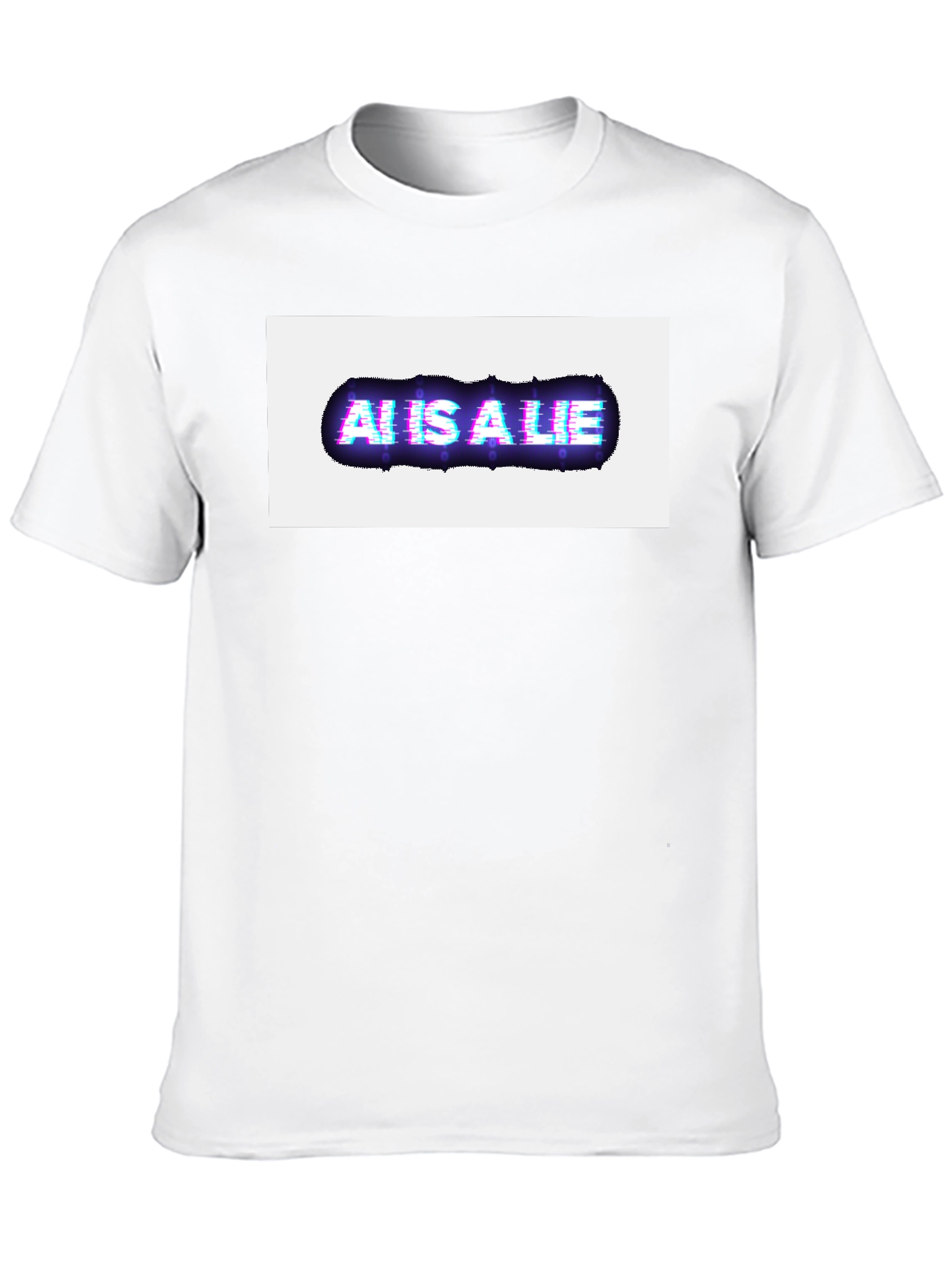 AI is a Lie Glitch Graphic Black T-Shirt