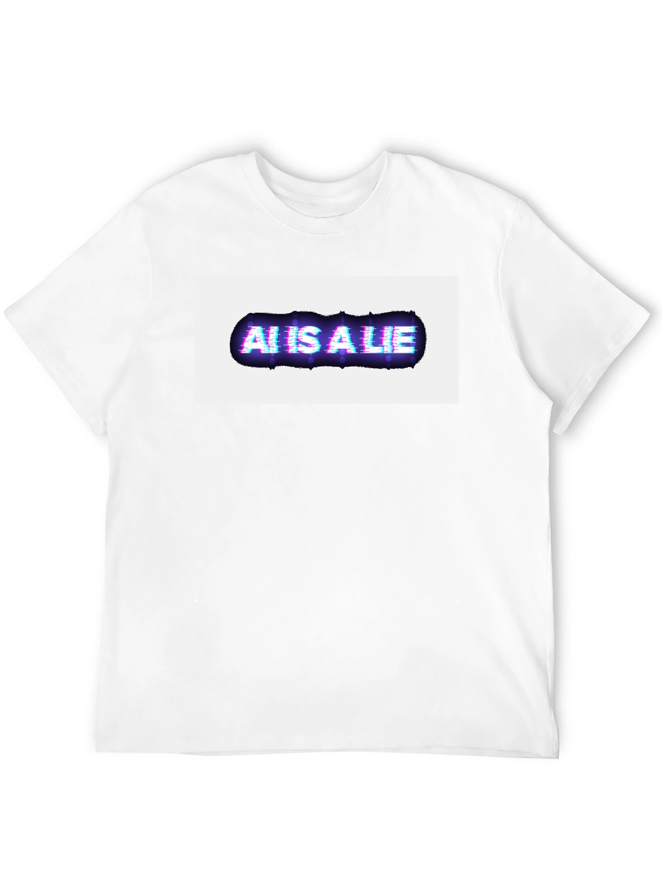 AI is a Lie Glitch Graphic Black T-Shirt