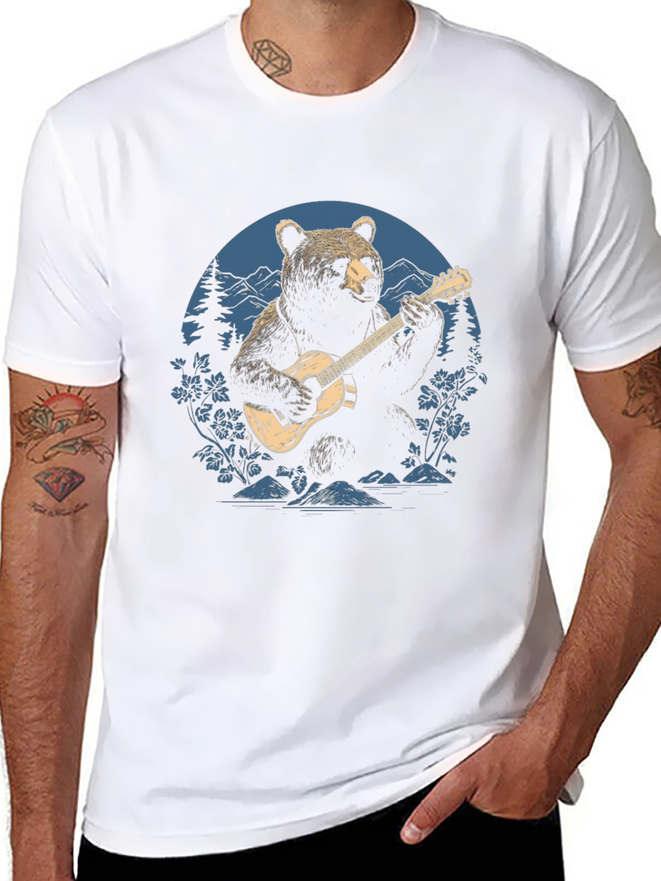 Bear Guitarist Graphic Tee
