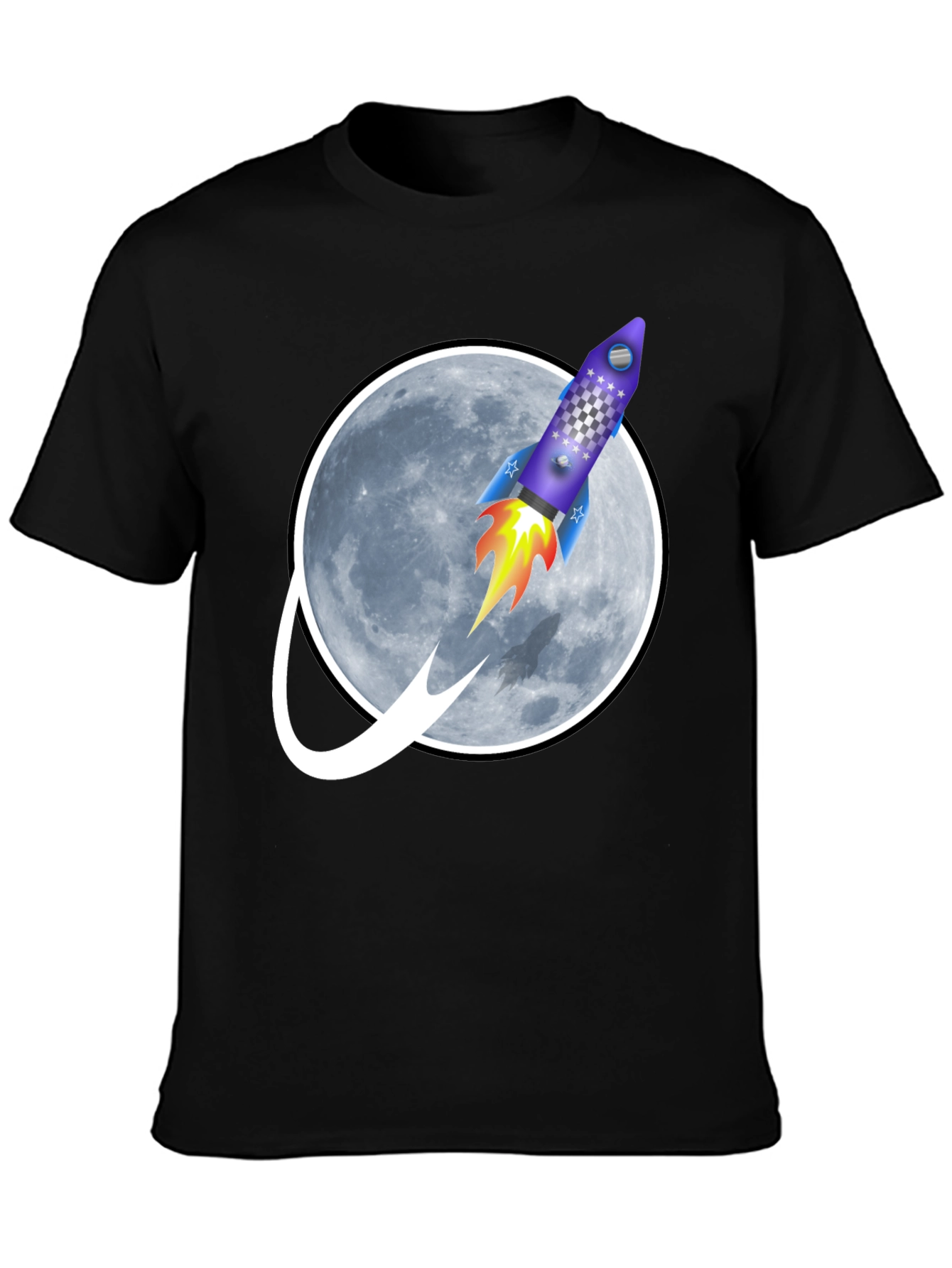 Rocket to the Moon Graphic Tee - Black T-Shirt
