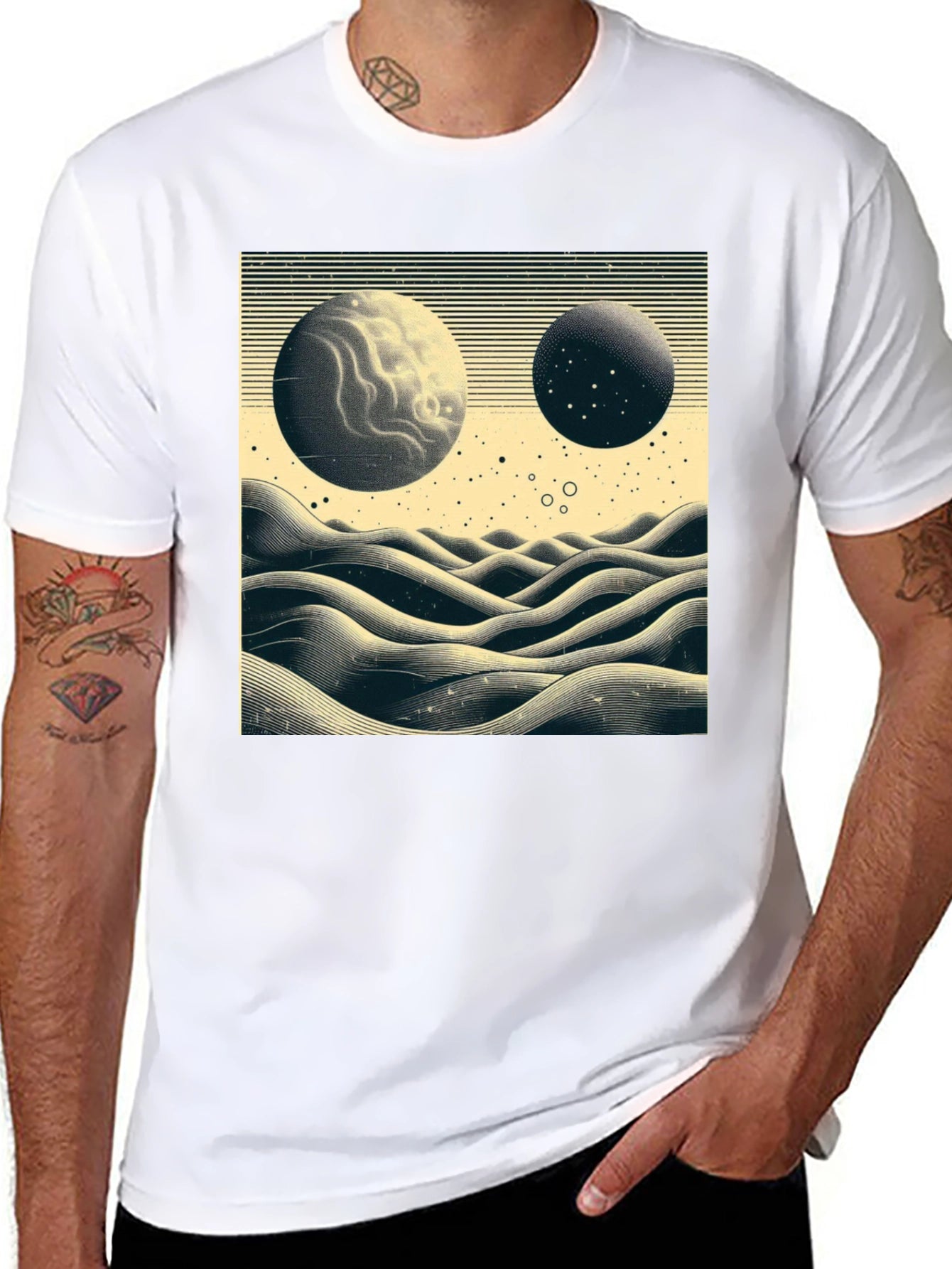 Planetary Landscape Graphic Tee - Black