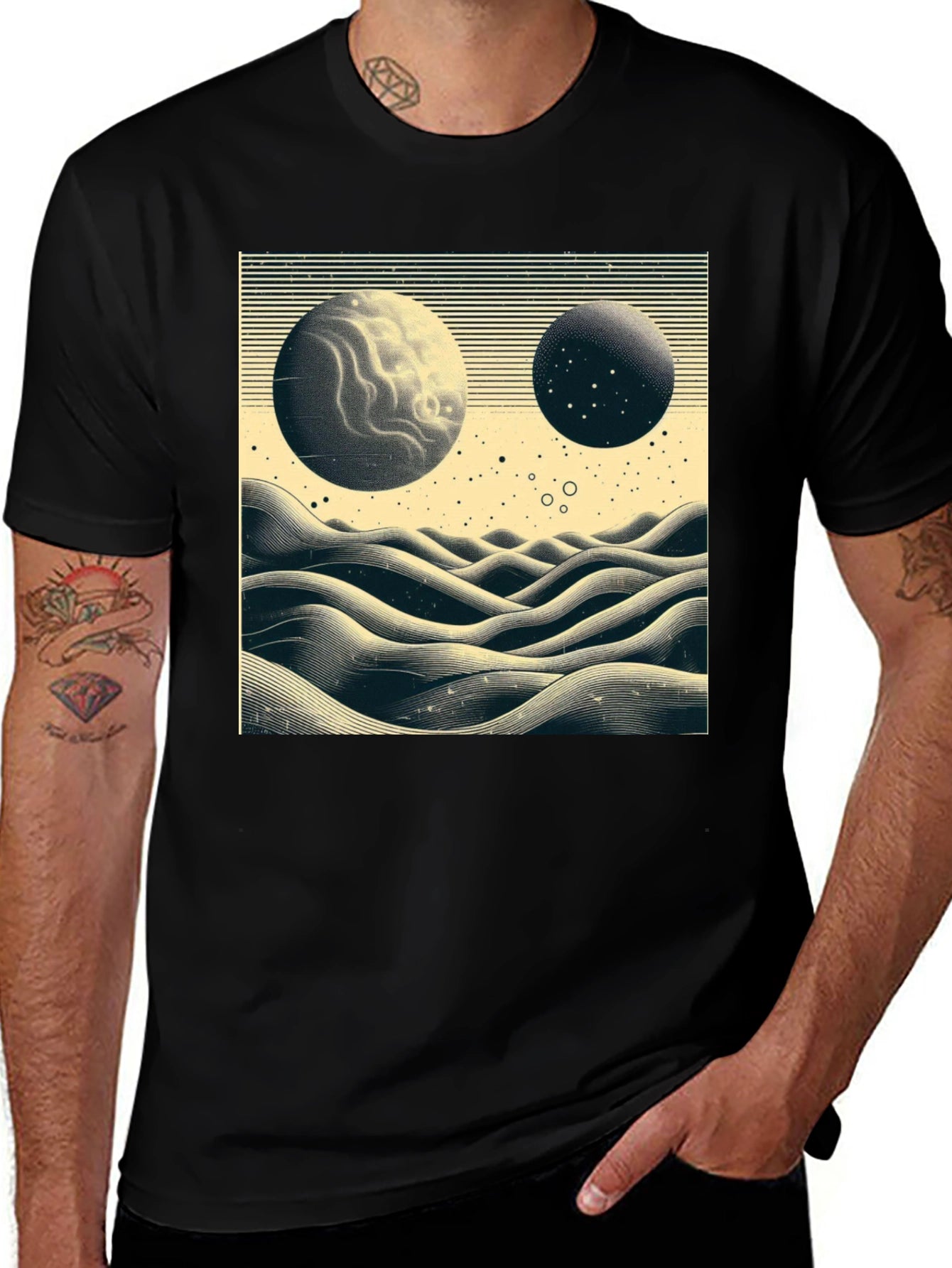 Planetary Landscape Graphic Tee - Black