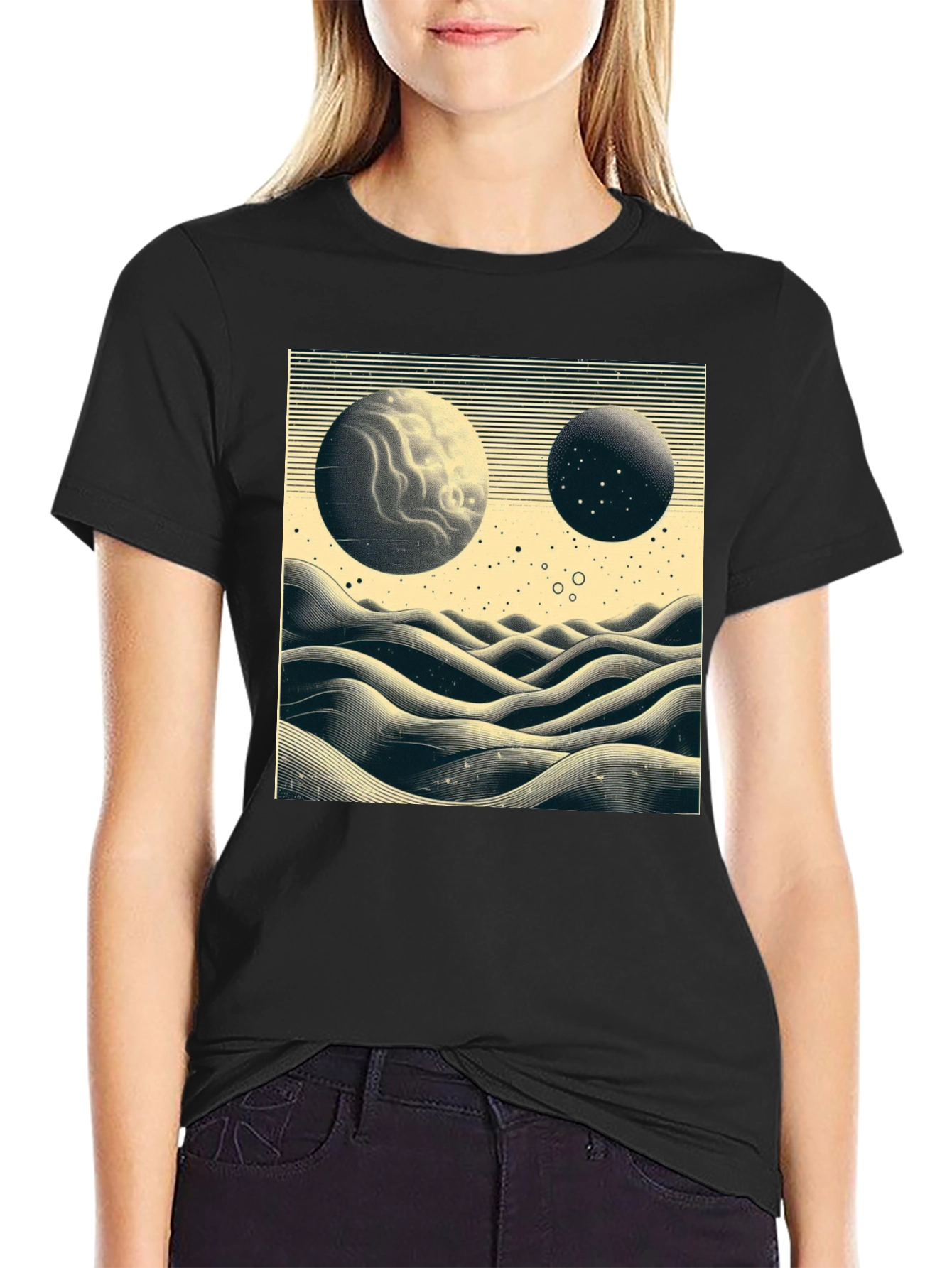 Planetary Landscape Graphic Tee - Black