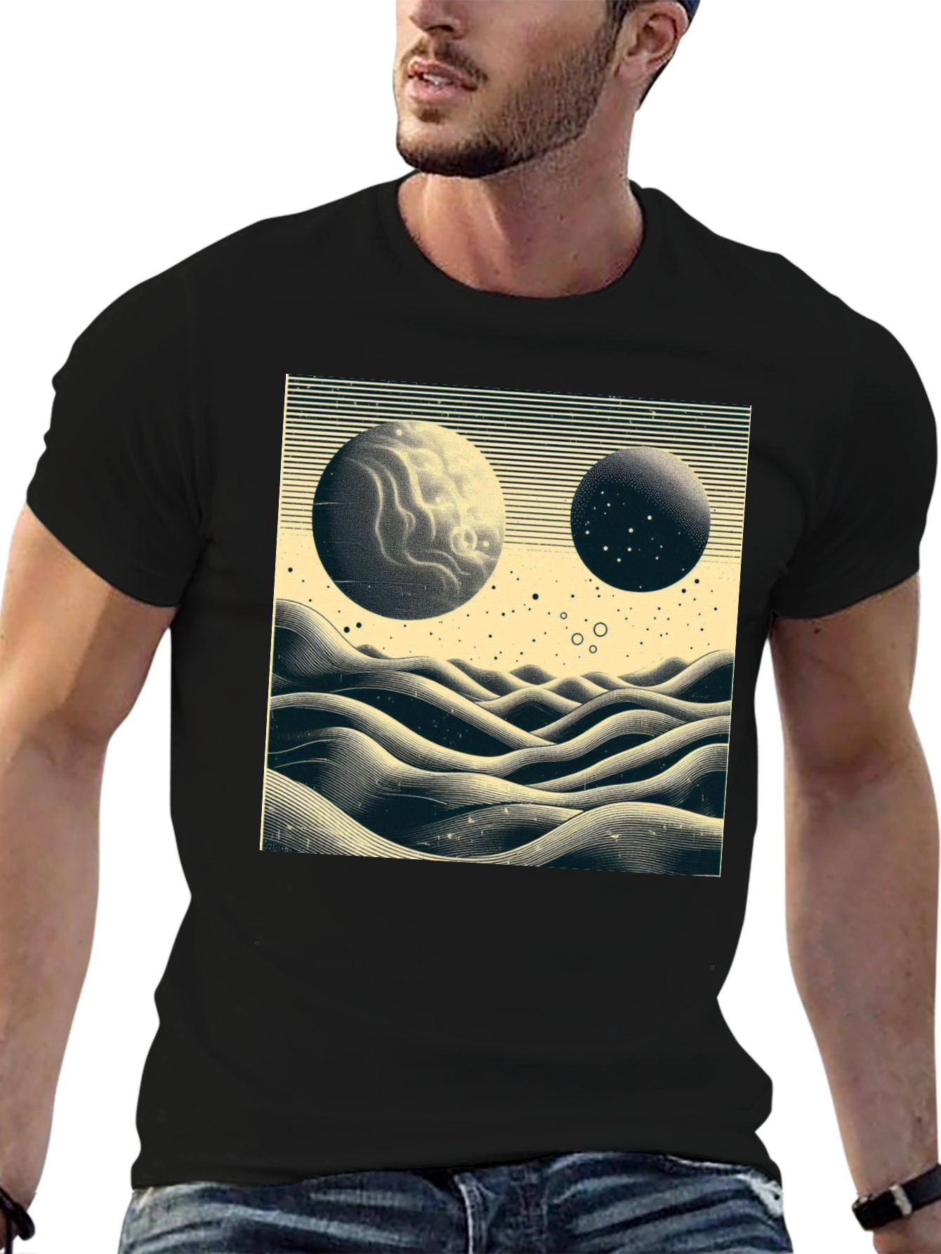 Planetary Landscape Graphic Tee - Black