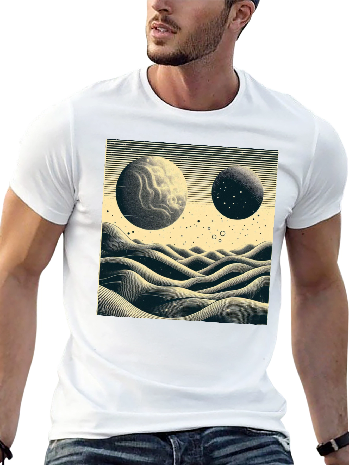 Planetary Landscape Graphic Tee - Black
