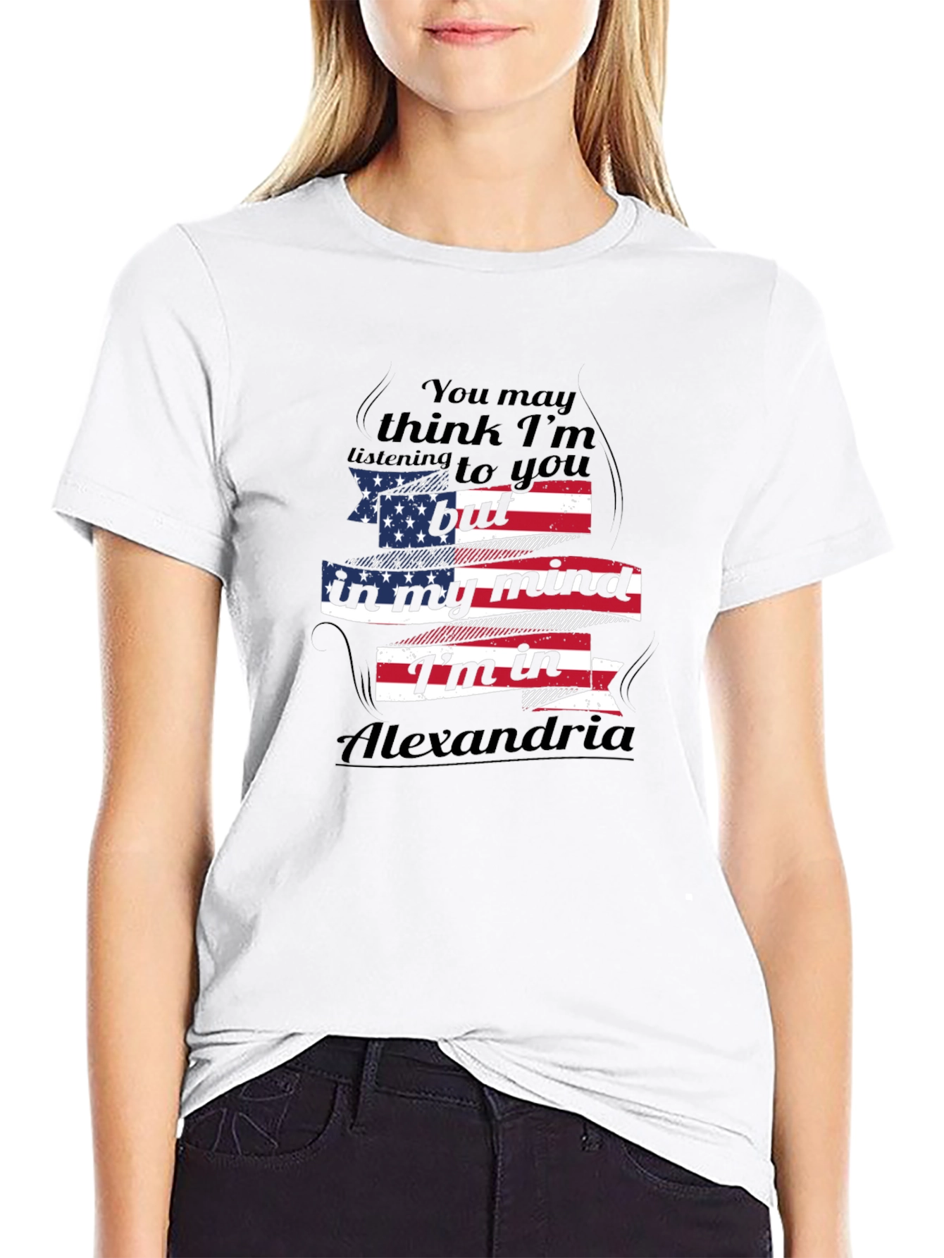 Alexandria T-Shirt American Flag Novelty