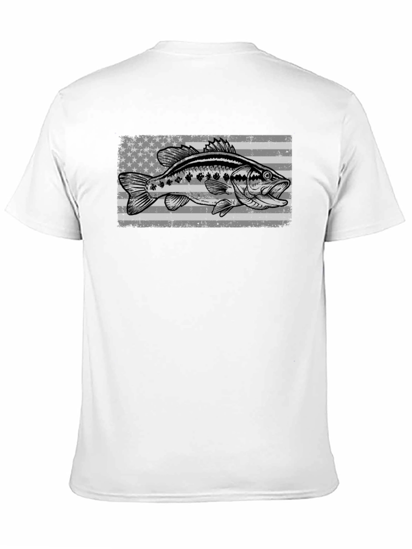 Bass Fish American Flag Graphic T-Shirt