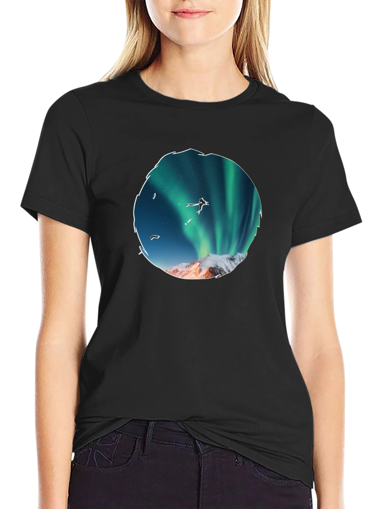 Aurora Skydiver Graphic Tee - Black