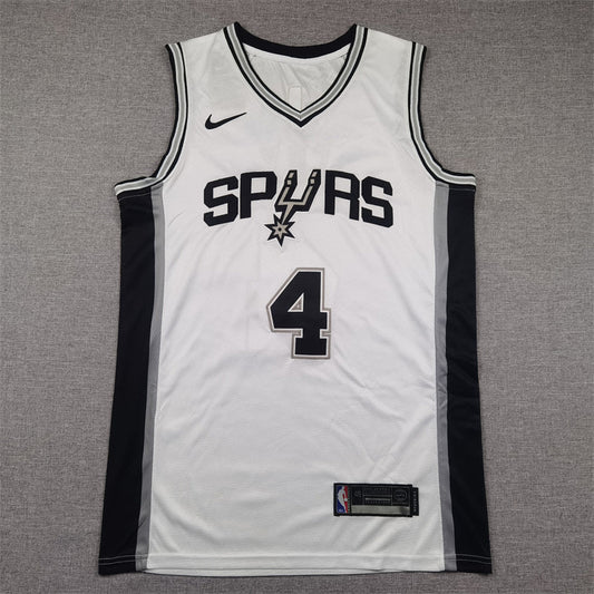 Men's San Antonio Spurs De'Aaron Fox #4 White Swingman Jerseys - Association Edition