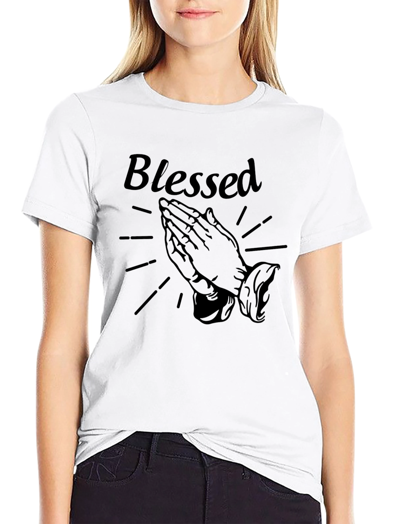 Blessed Graphic T-Shirt - Praying Hands Design