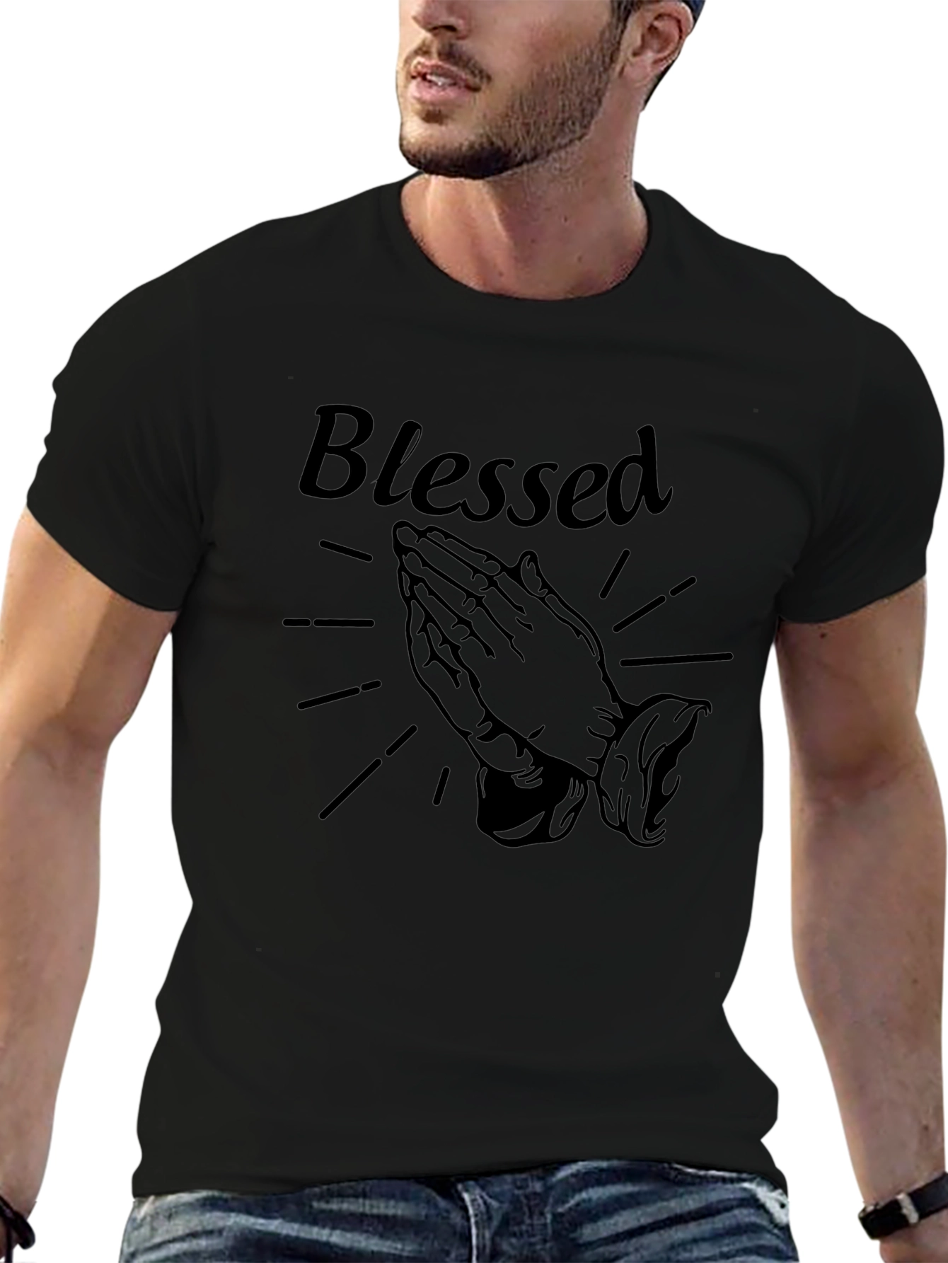 Blessed Graphic T-Shirt - Praying Hands Design