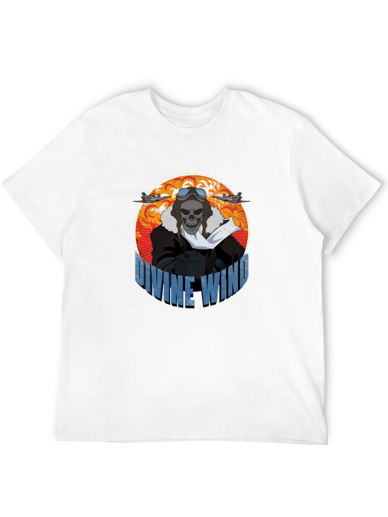 Divine Wind Skull Pilot Graphic T-Shirt