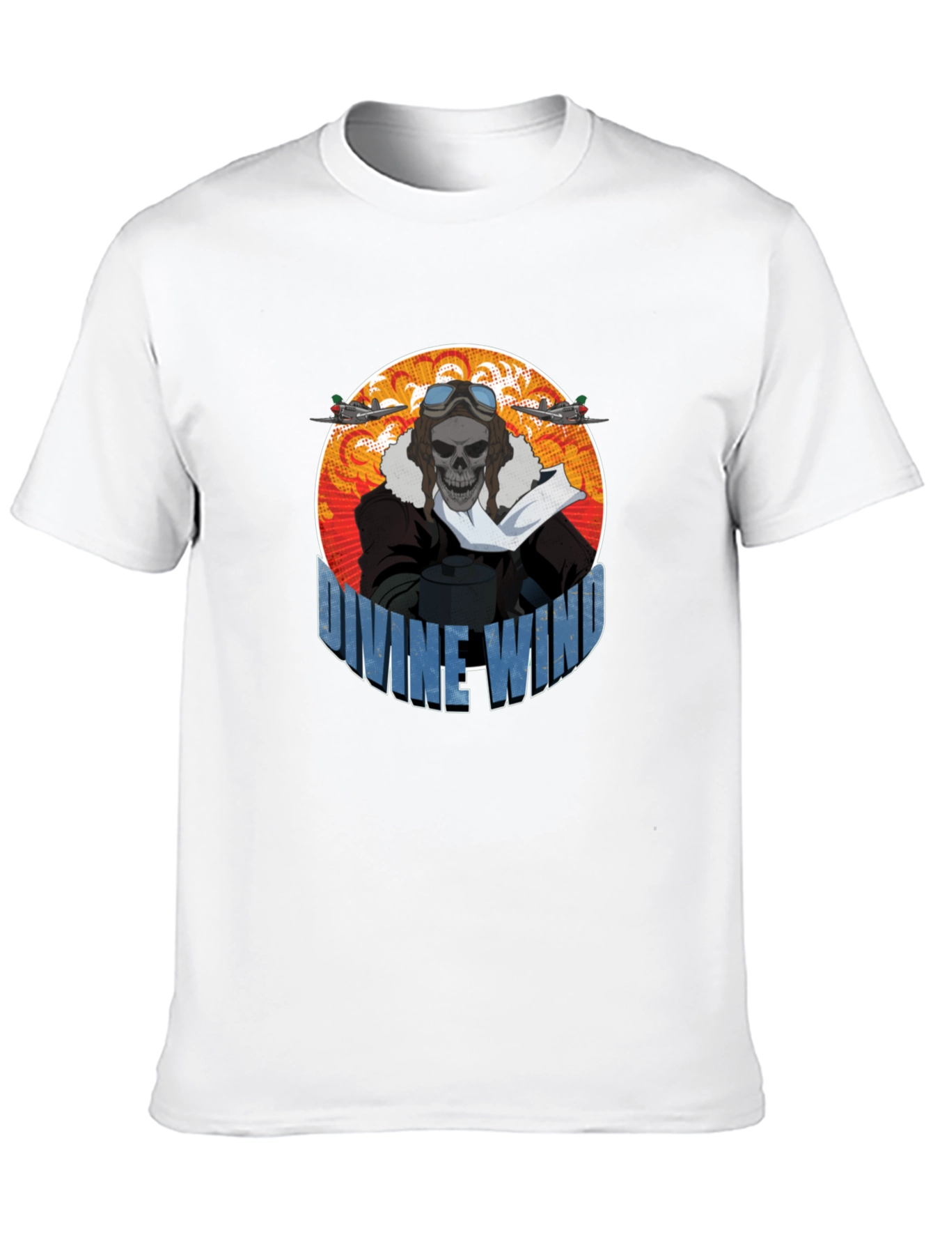 Divine Wind Skull Pilot Graphic T-Shirt