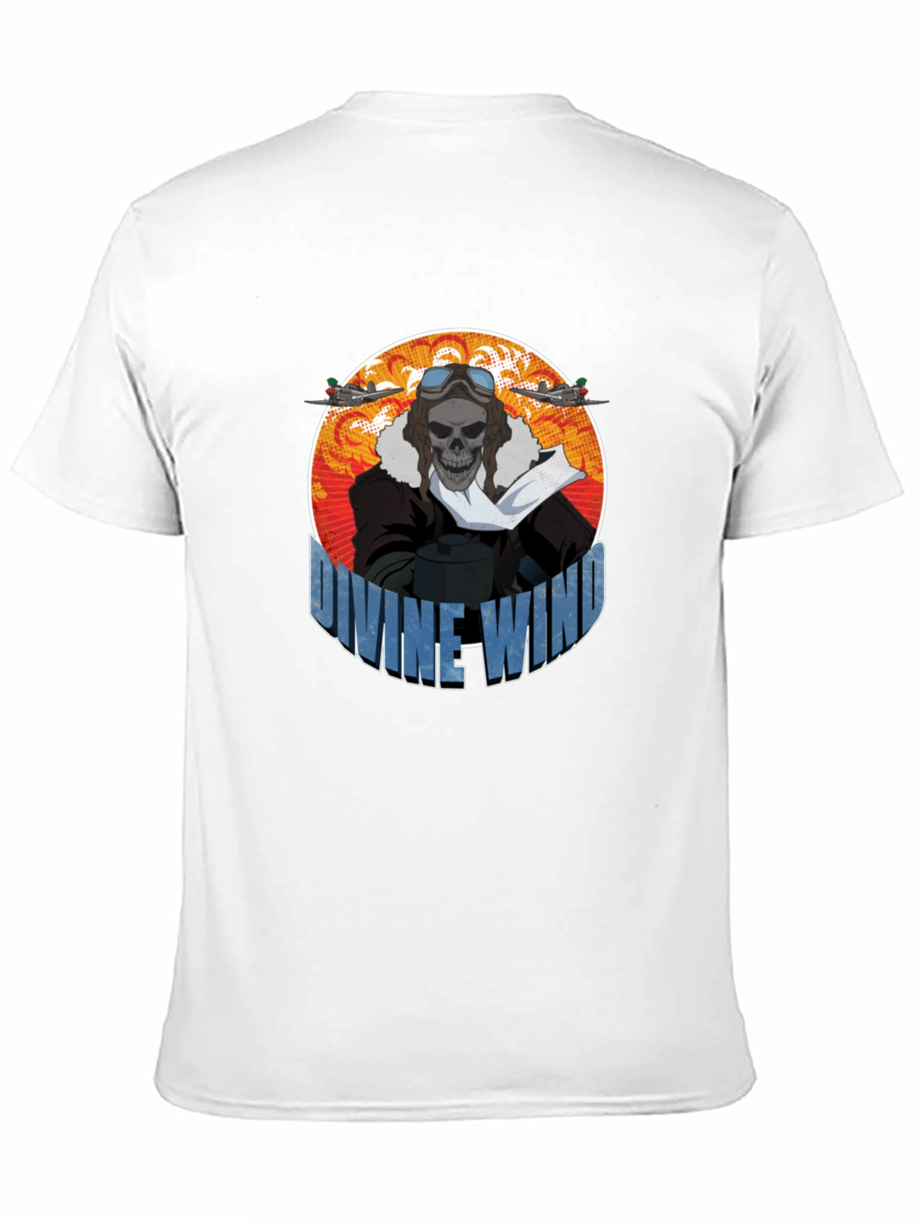 Divine Wind Skull Pilot Graphic T-Shirt