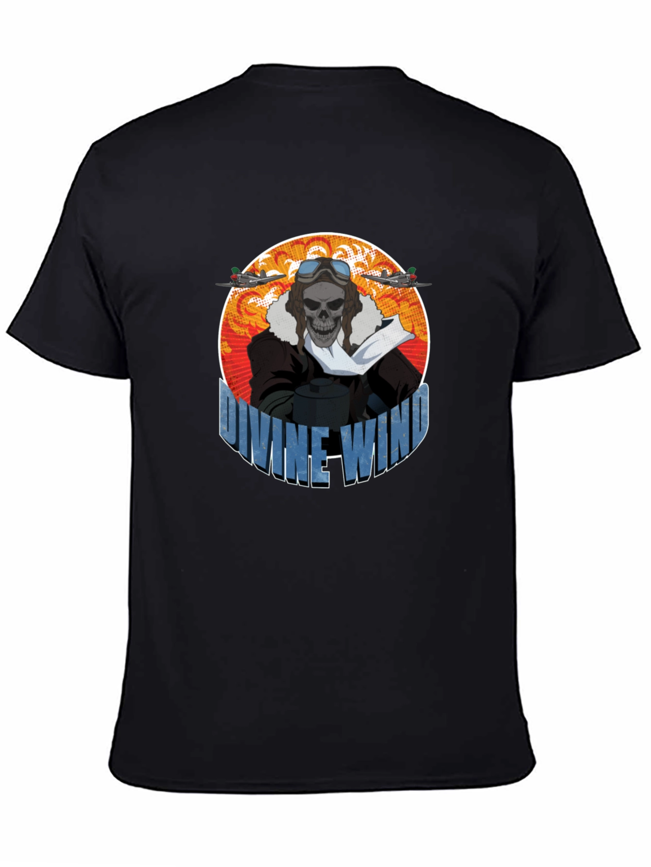 Divine Wind Skull Pilot Graphic T-Shirt