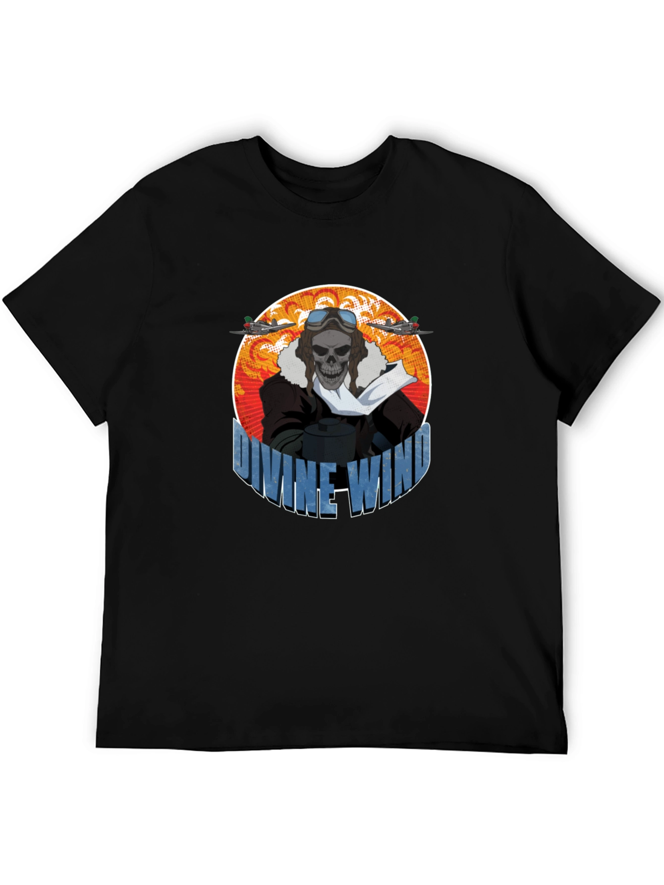 Divine Wind Skull Pilot Graphic T-Shirt